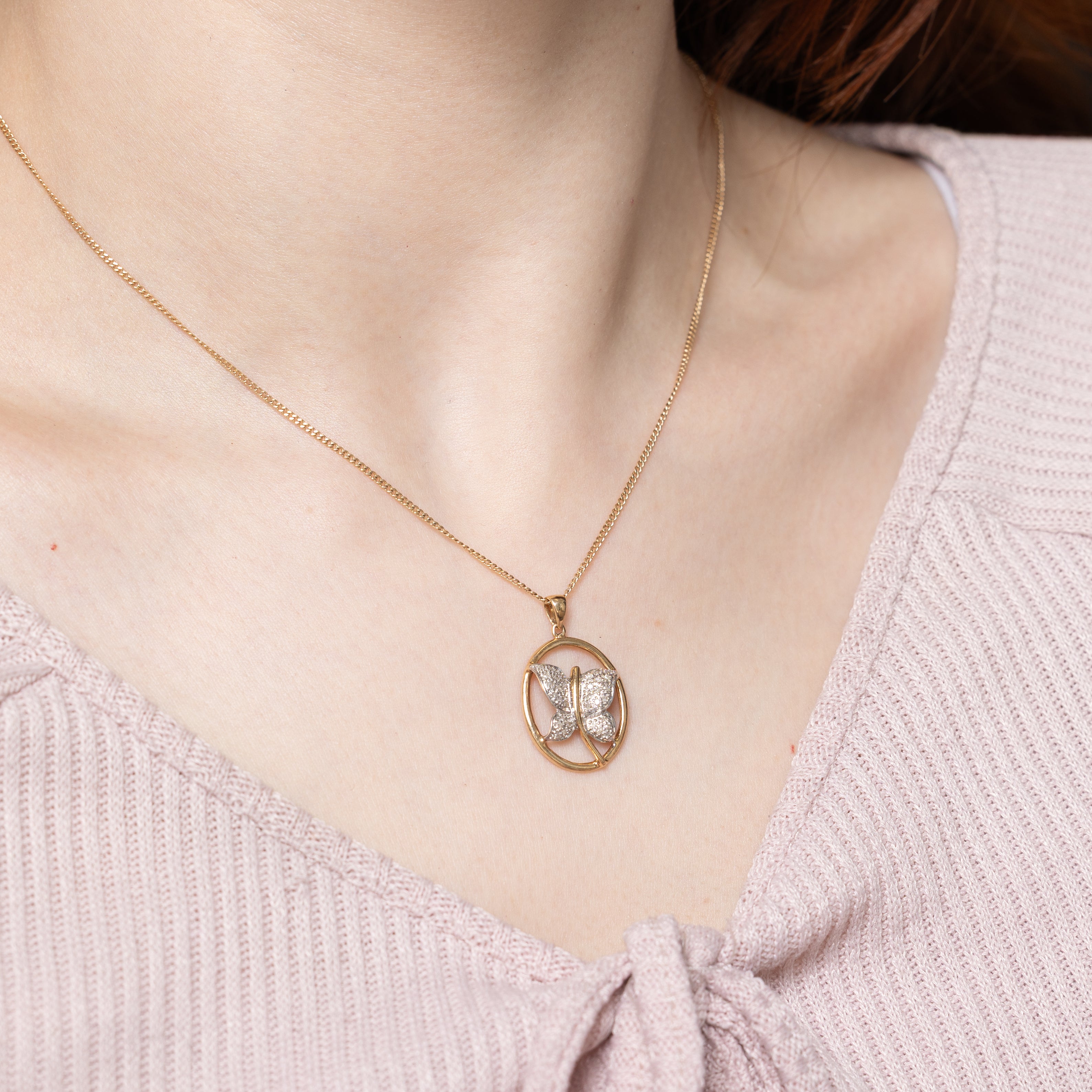Pave Set Diamond Framed Butterfly Pendant | 0.12ctw