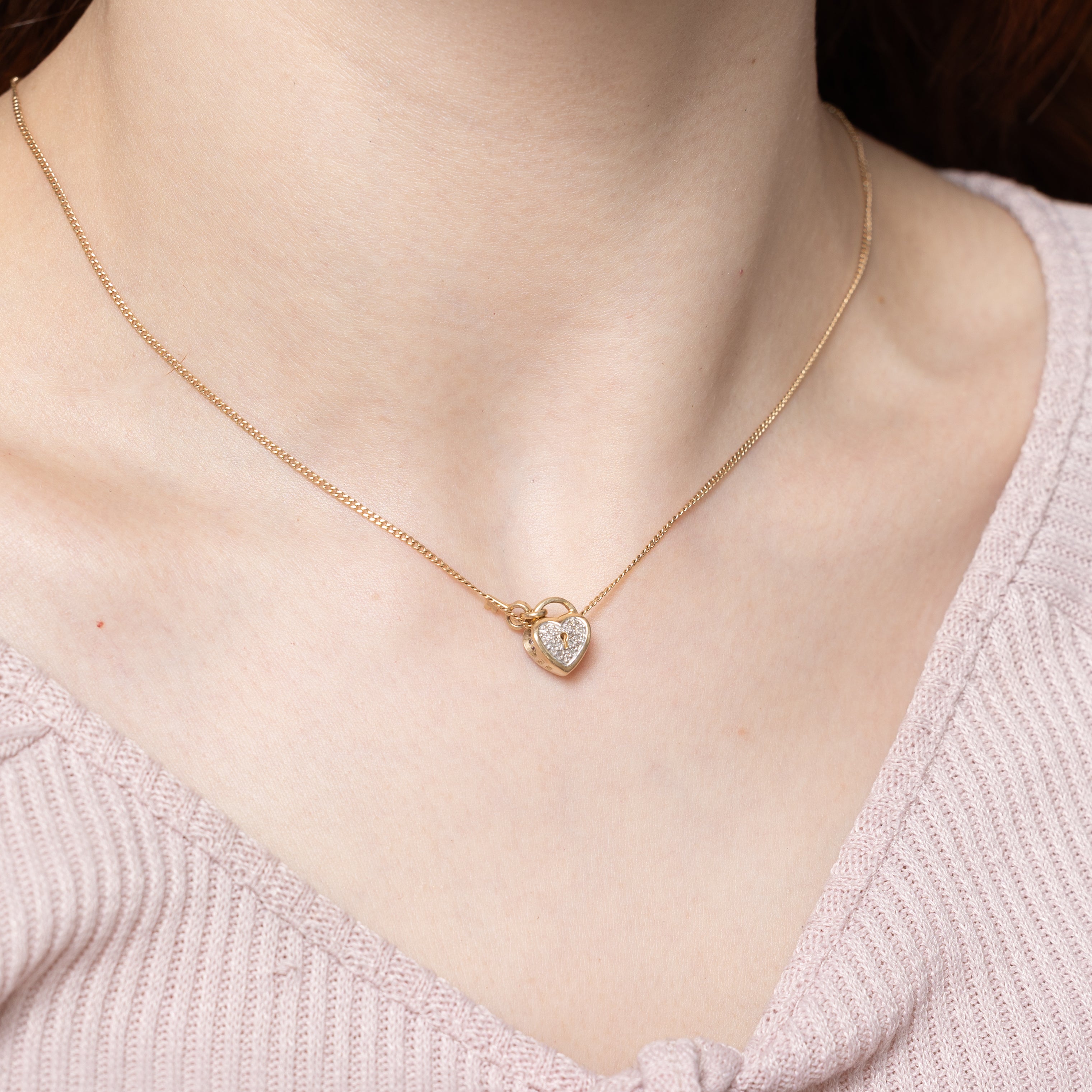 Pave Set Diamond Lock & Key Heart Charm | 0.22ctw