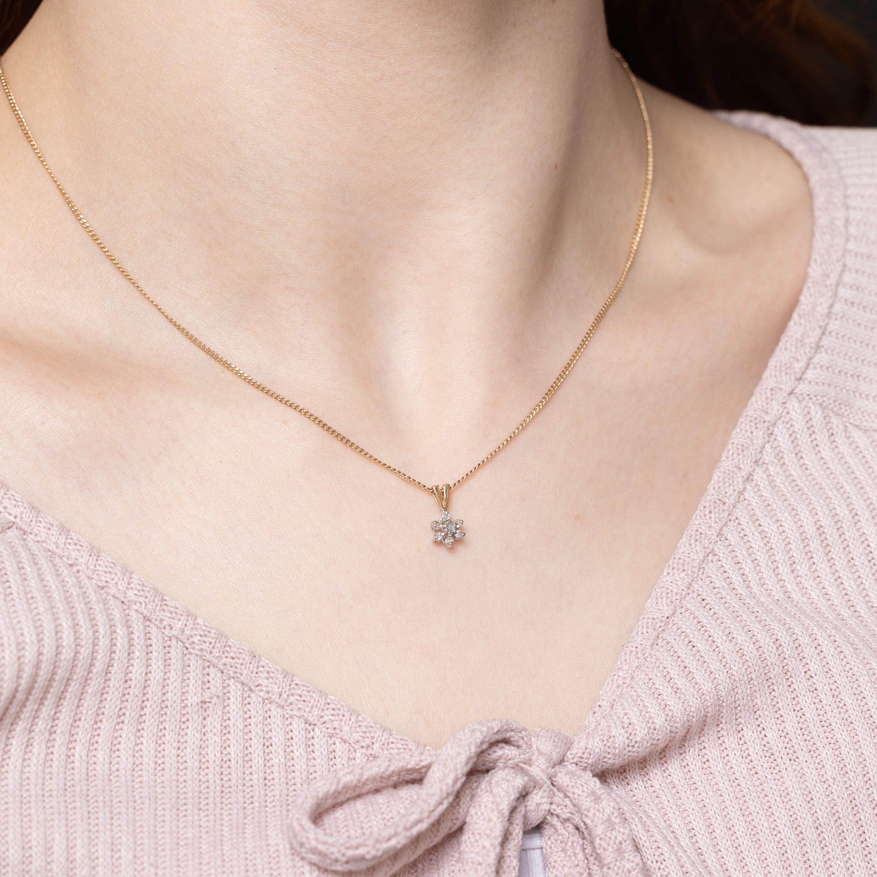 Diamond Petal Cluster Pendant | 0.12ctw