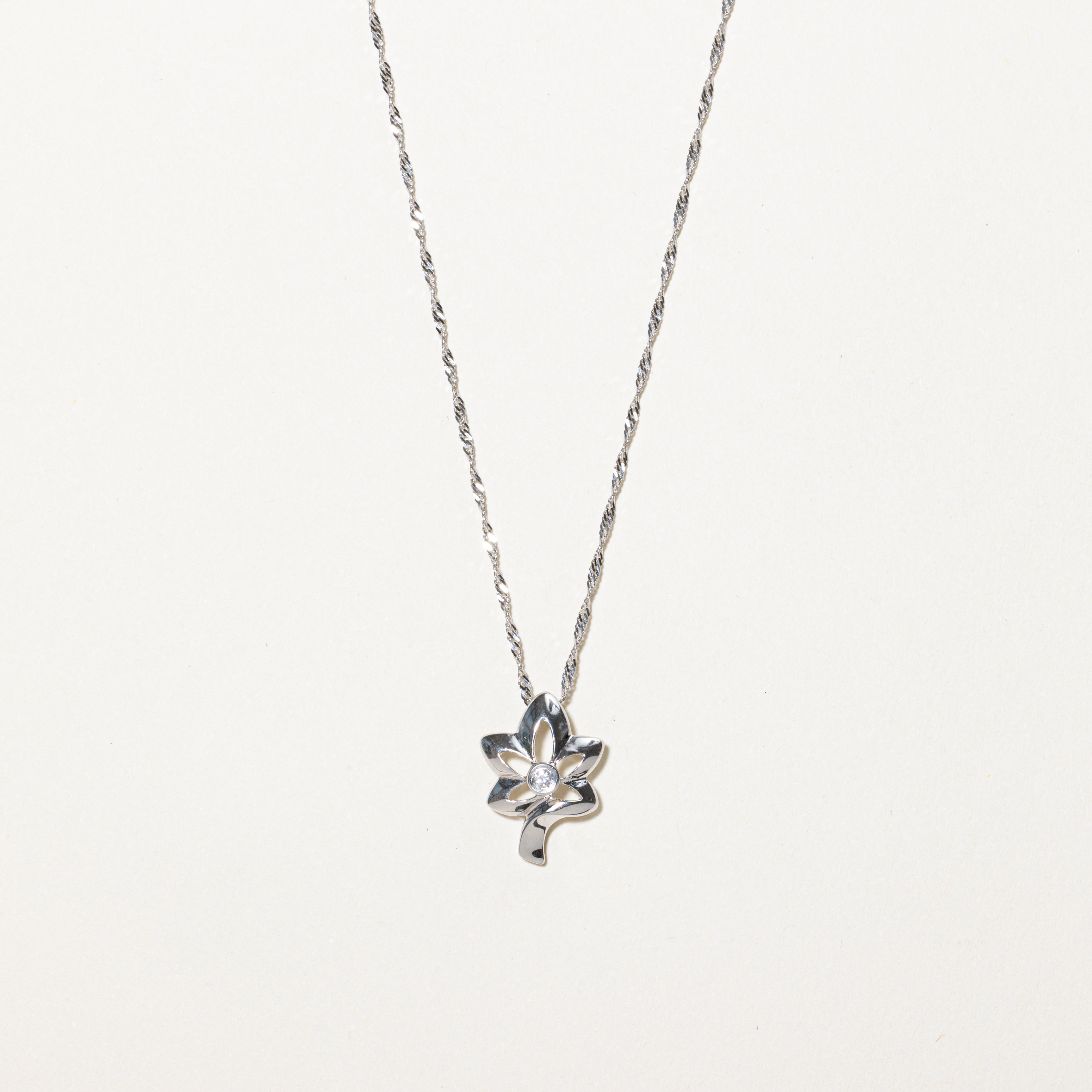 Diamond Leaf Pendant Necklace | 0.02ct | 16"