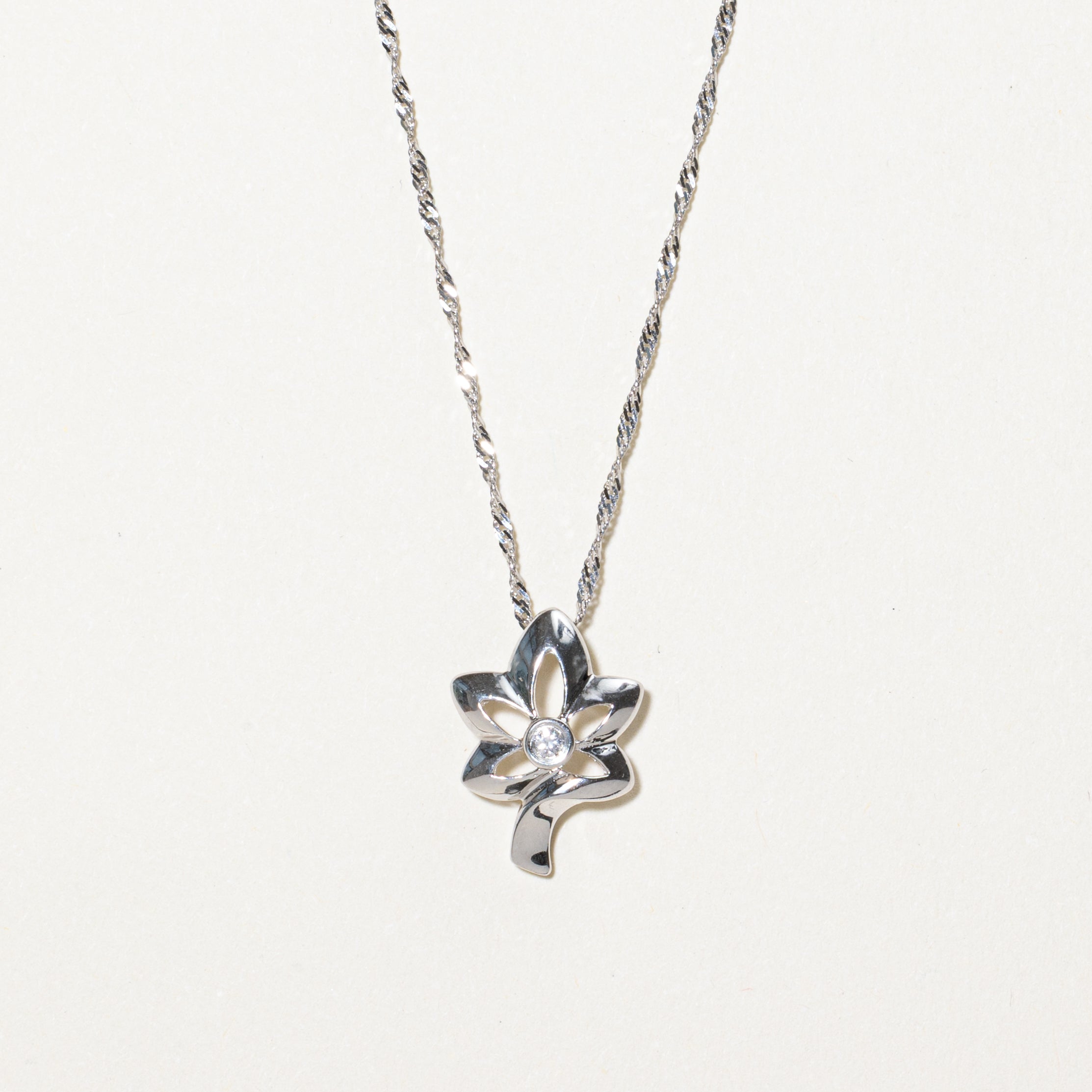 Diamond Leaf Pendant Necklace | 0.02ct | 16"
