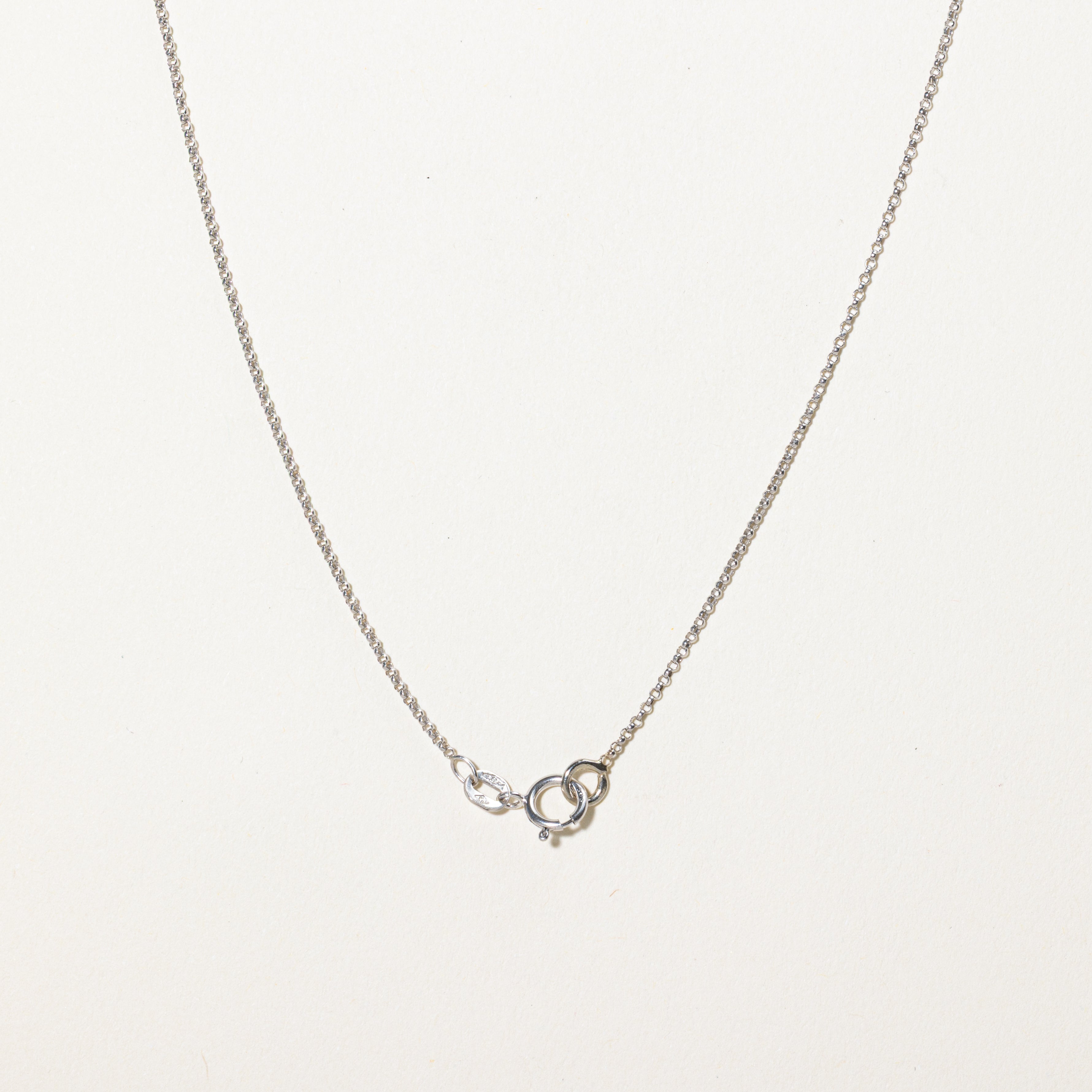 Collier en or blanc serti clos de diamants et chaîne satellite | 0,05 ct au total | 40,6 cm