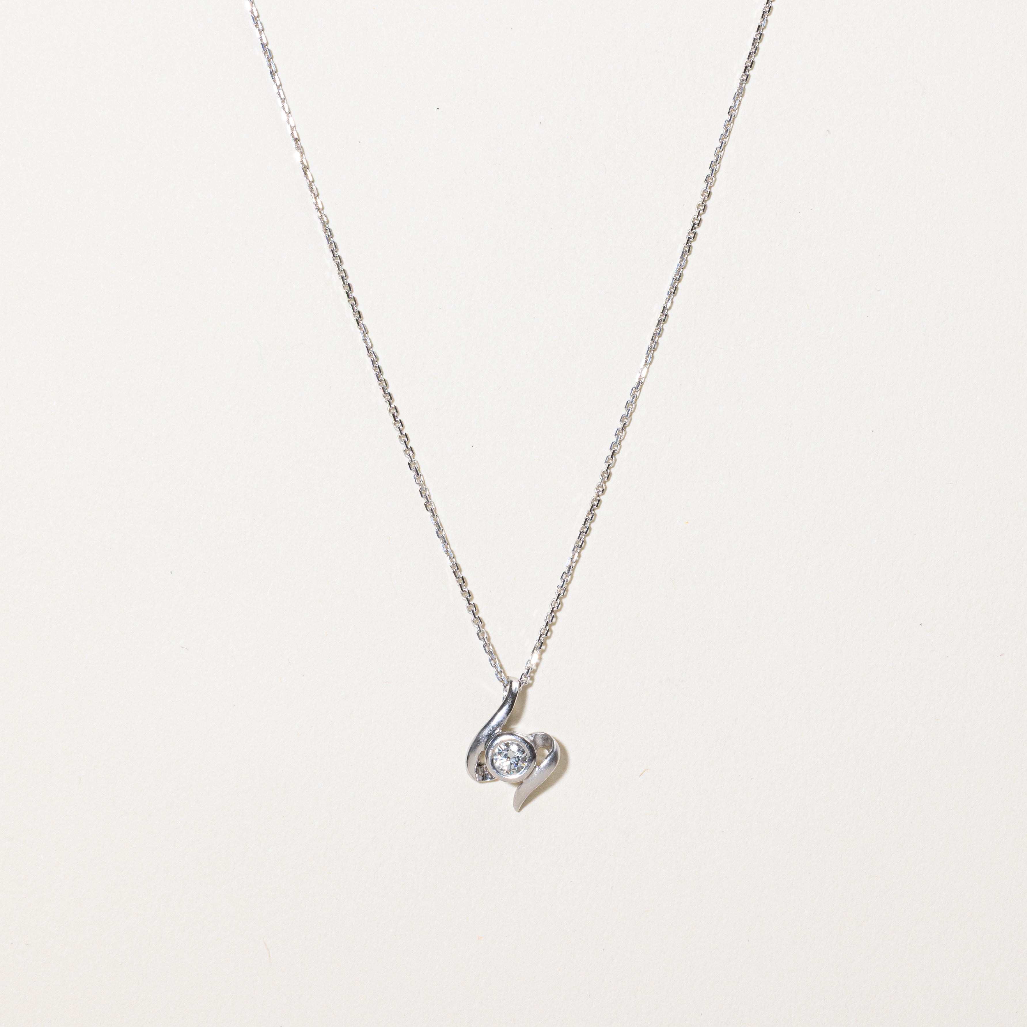 18k Bezel Set Diamond Swirl Pendant Necklace | 0.14ct | 15"