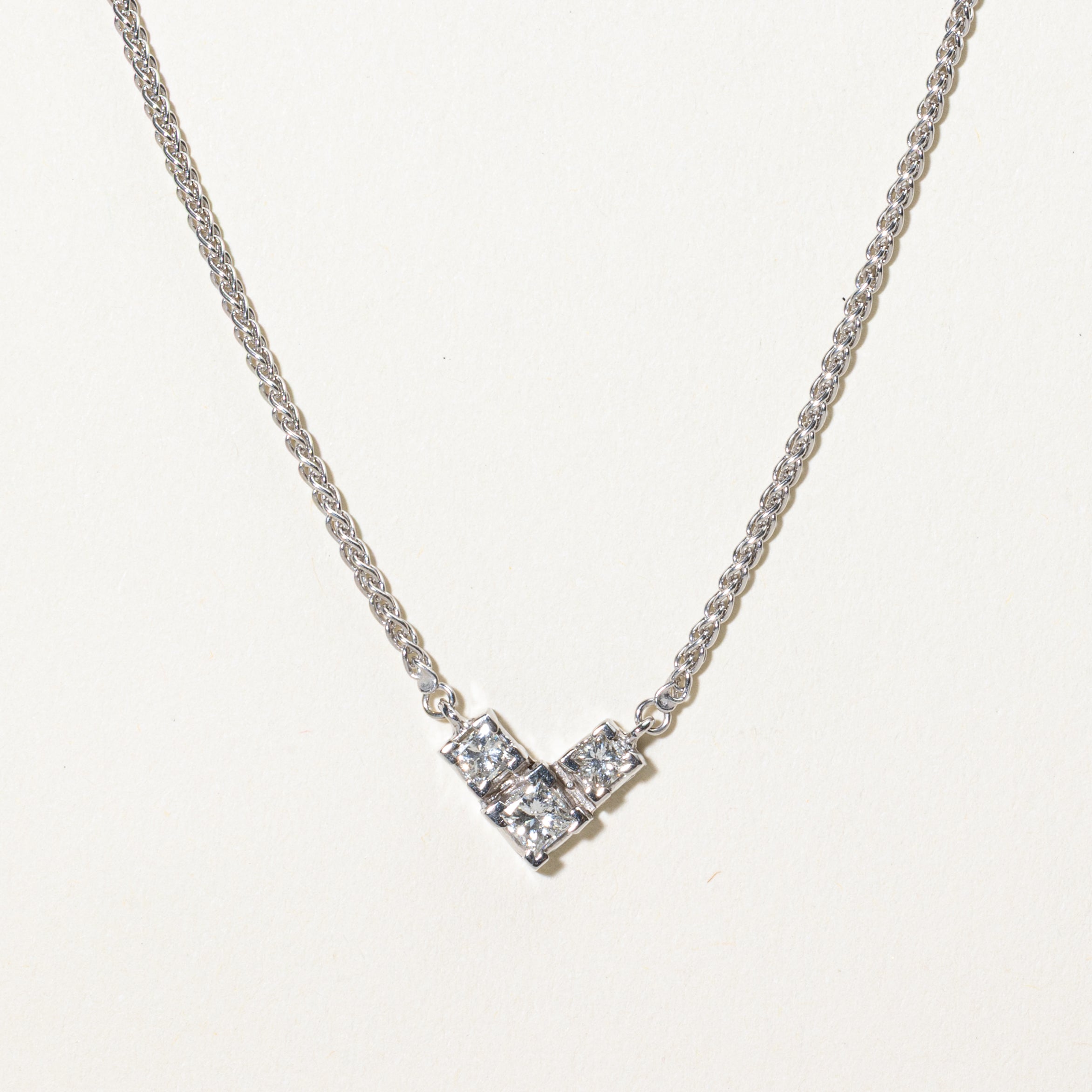 White Gold Diamond Pendant Necklace | 0.68ctw | 17"