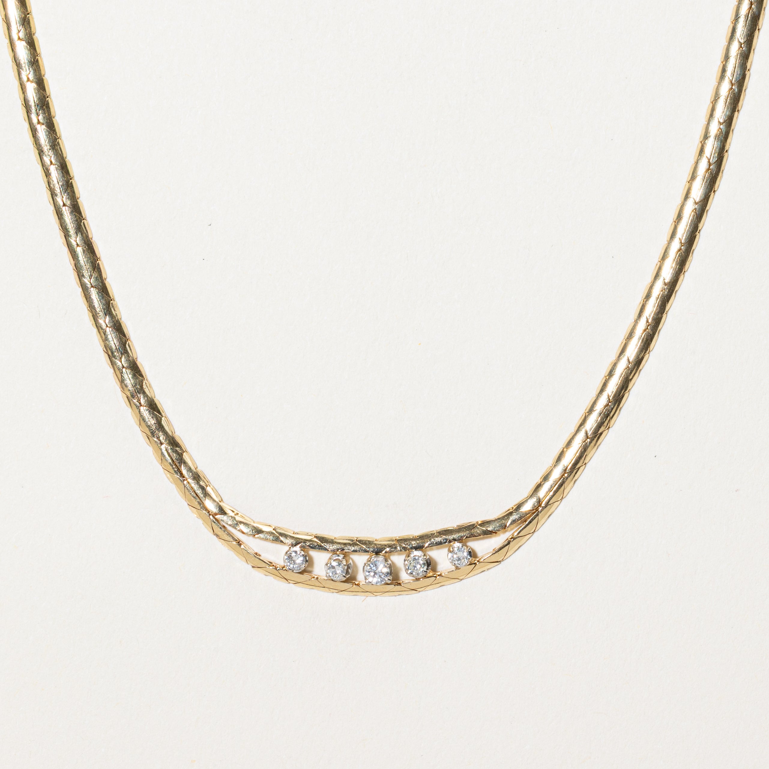 Five-Stone Diamond Split Cobra Chain Necklace | 0.13ctw | 16"