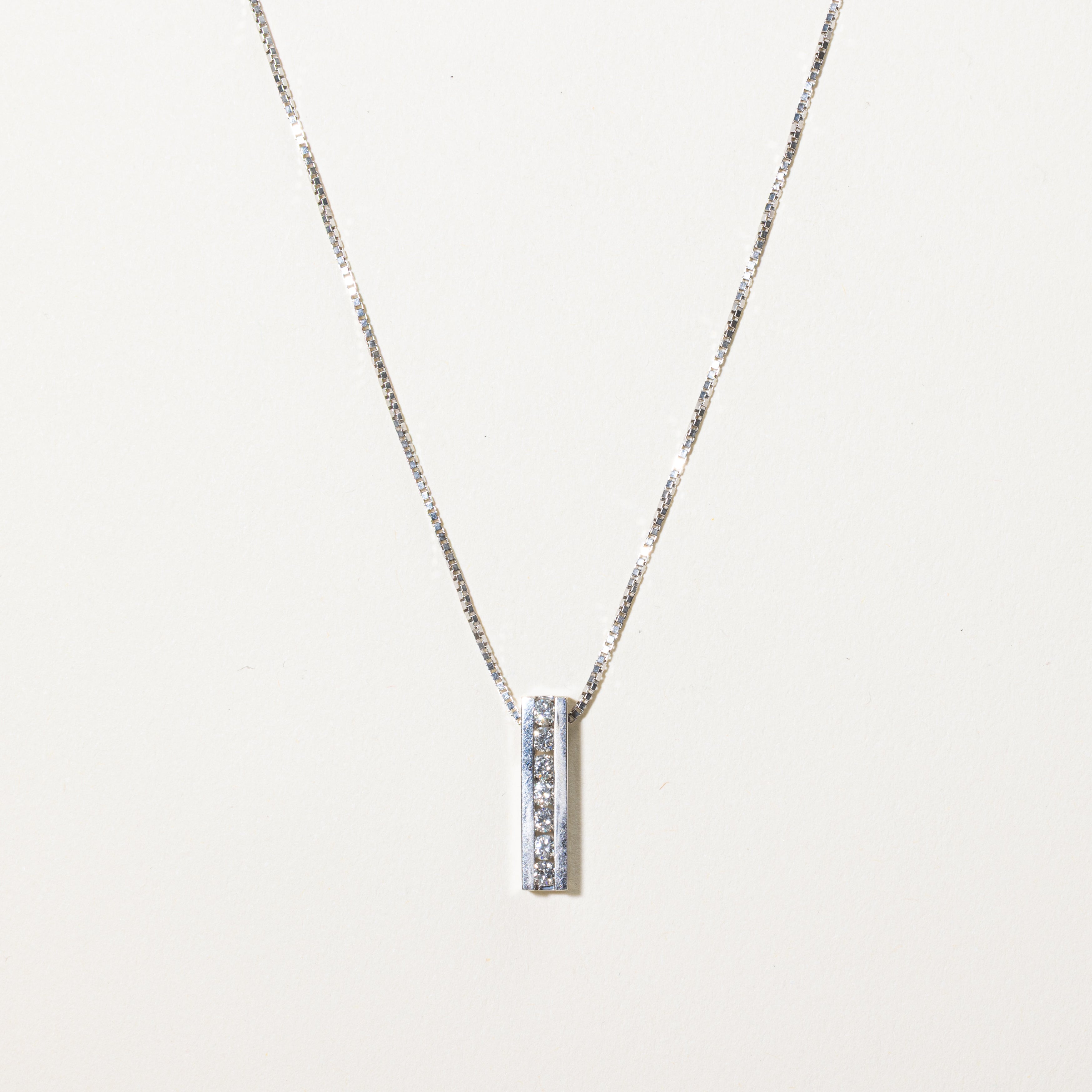 Channel Set Set Diamond Column Pendant Necklace | 0.33ctw | 18"