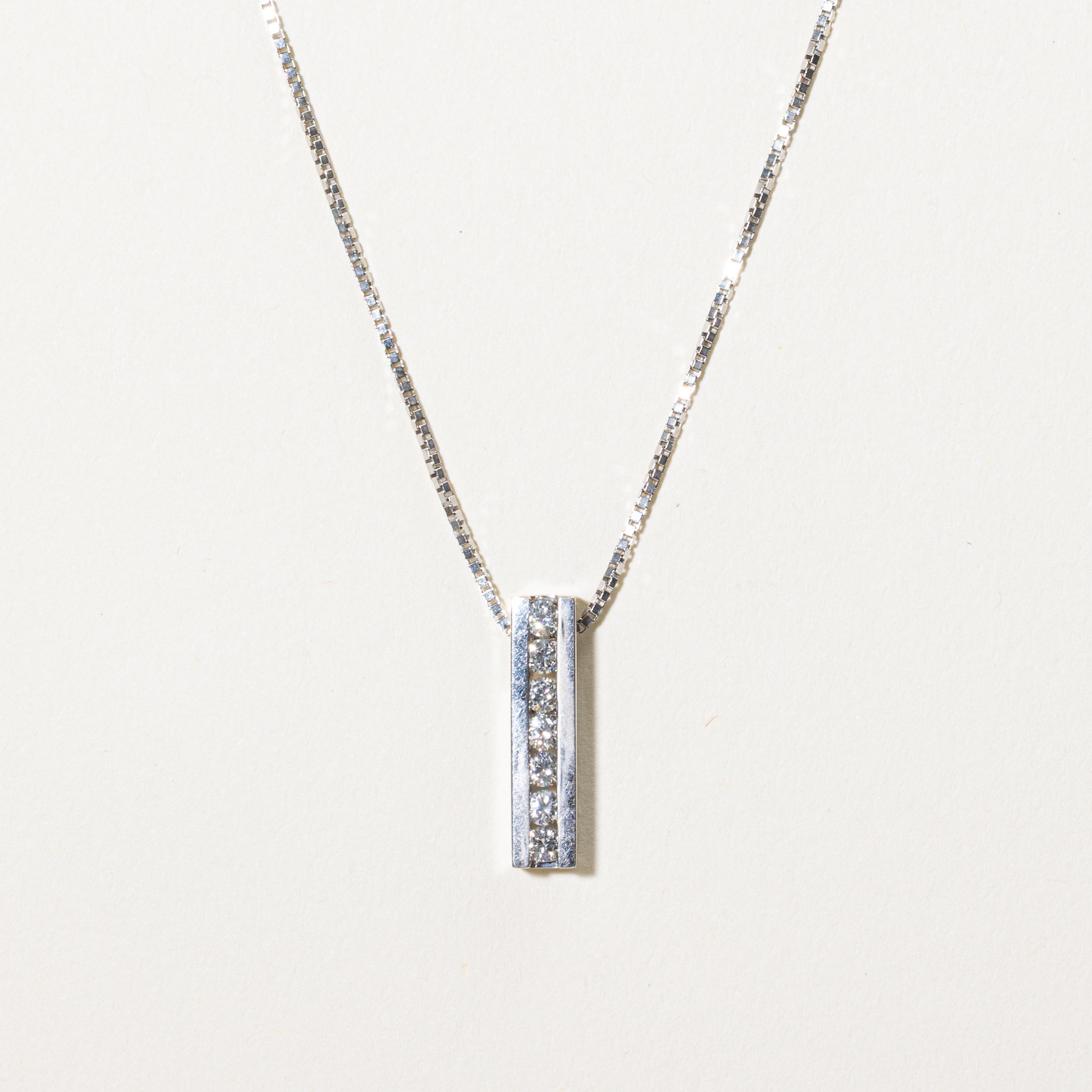 Channel Set Set Diamond Column Pendant Necklace | 0.33ctw | 18"