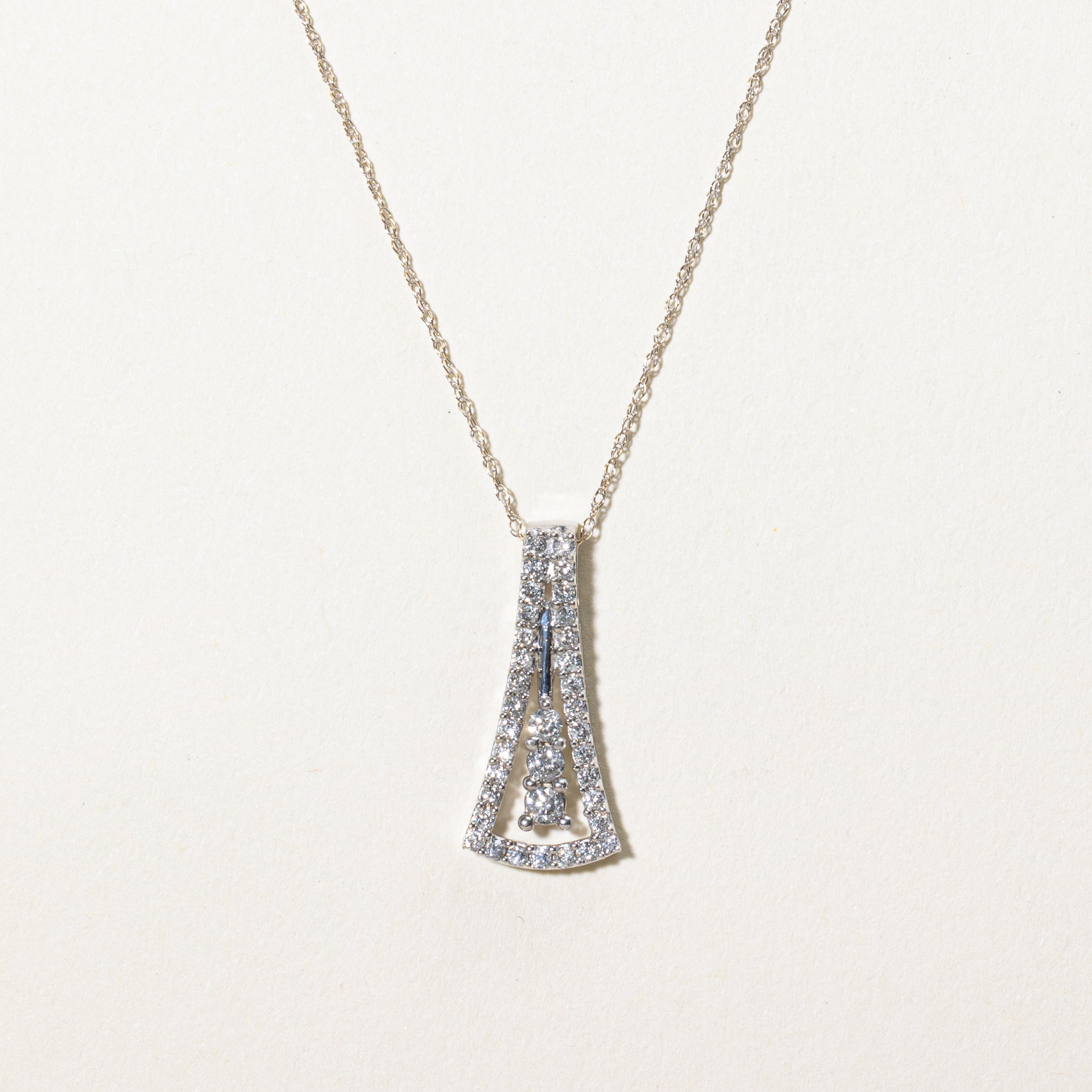 White Gold Diamond Dangling Pendant Necklace | 0.52ctw | 18"