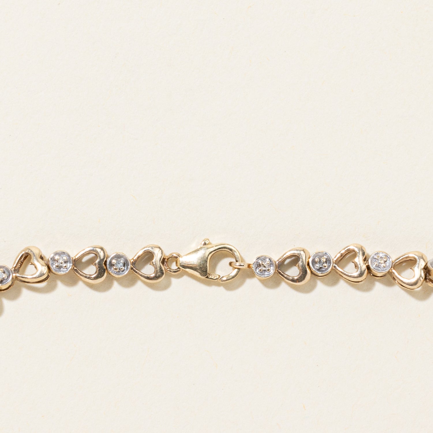Two-Tone Diamond Open Heart Tennis Bracelet | 0.06ctw | 7.5"