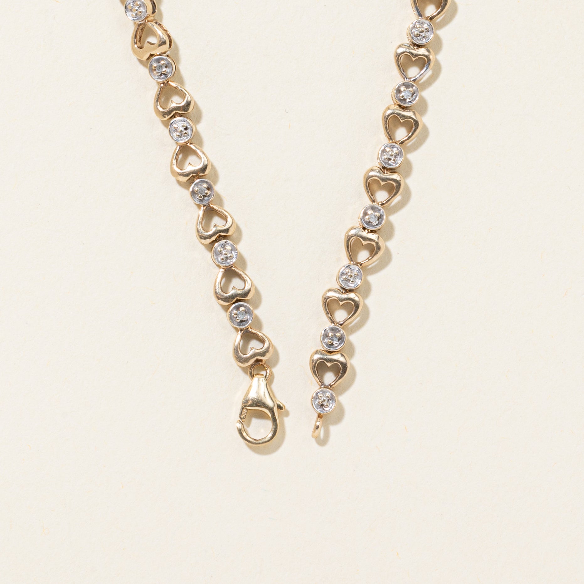 Two-Tone Diamond Open Heart Tennis Bracelet | 0.06ctw | 7.5"