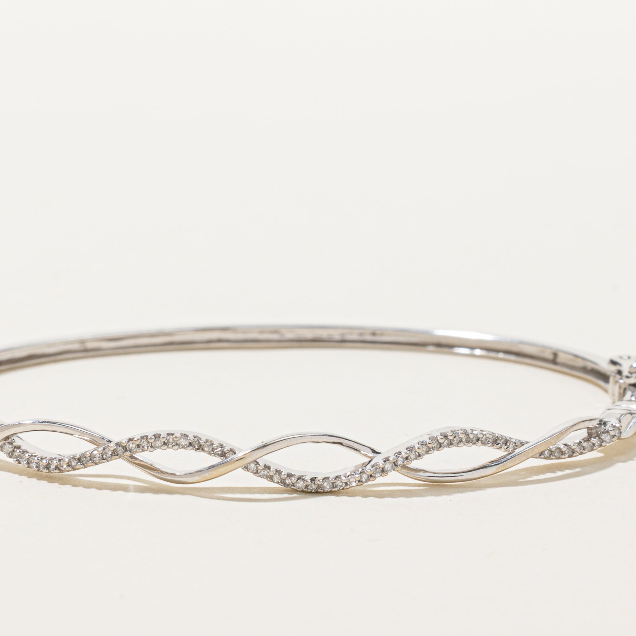 White Gold Semi-Eternity Diamond Twisted Cuff | 0.25ctw | 6.5"