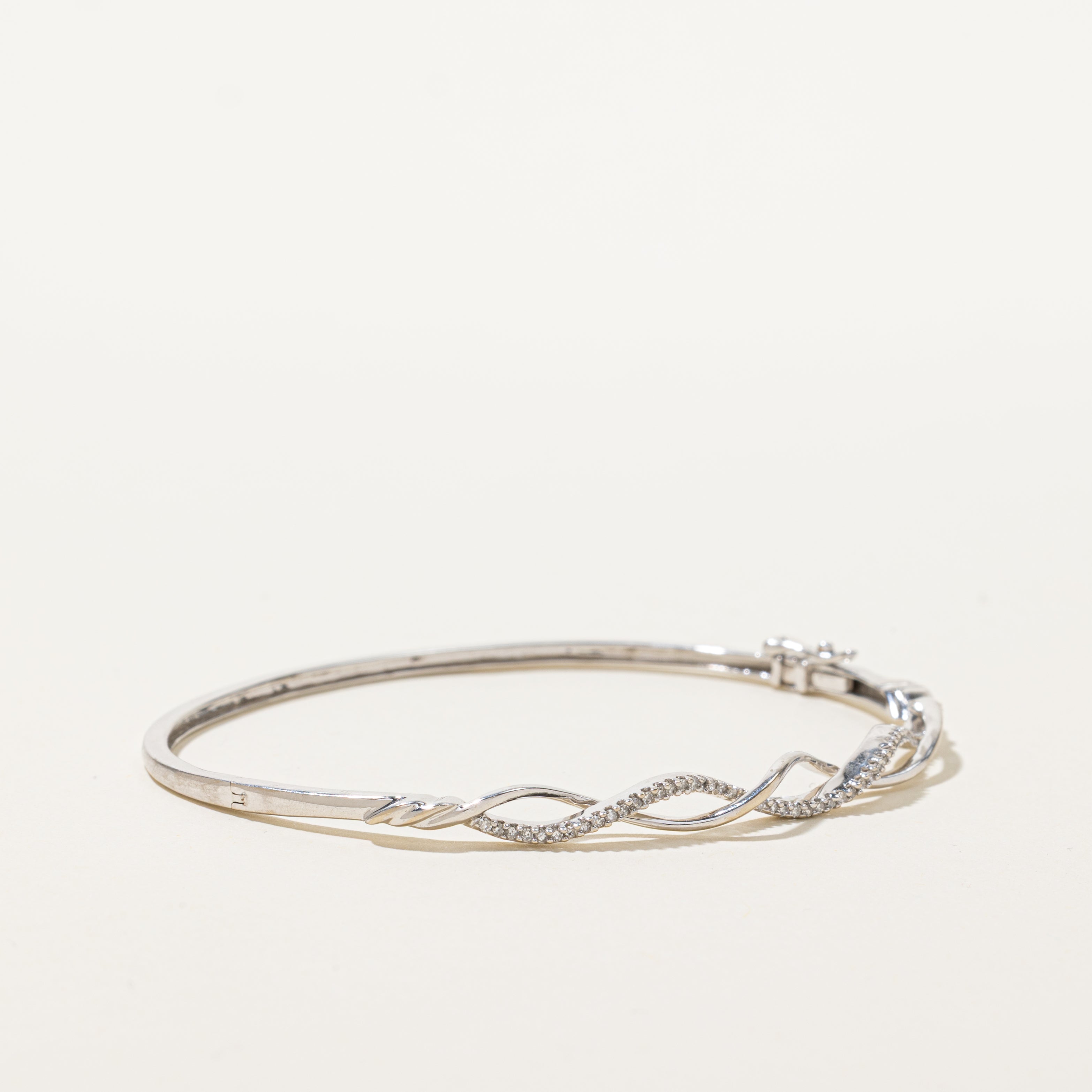 White Gold Semi-Eternity Diamond Twisted Cuff | 0.25ctw | 6.5"