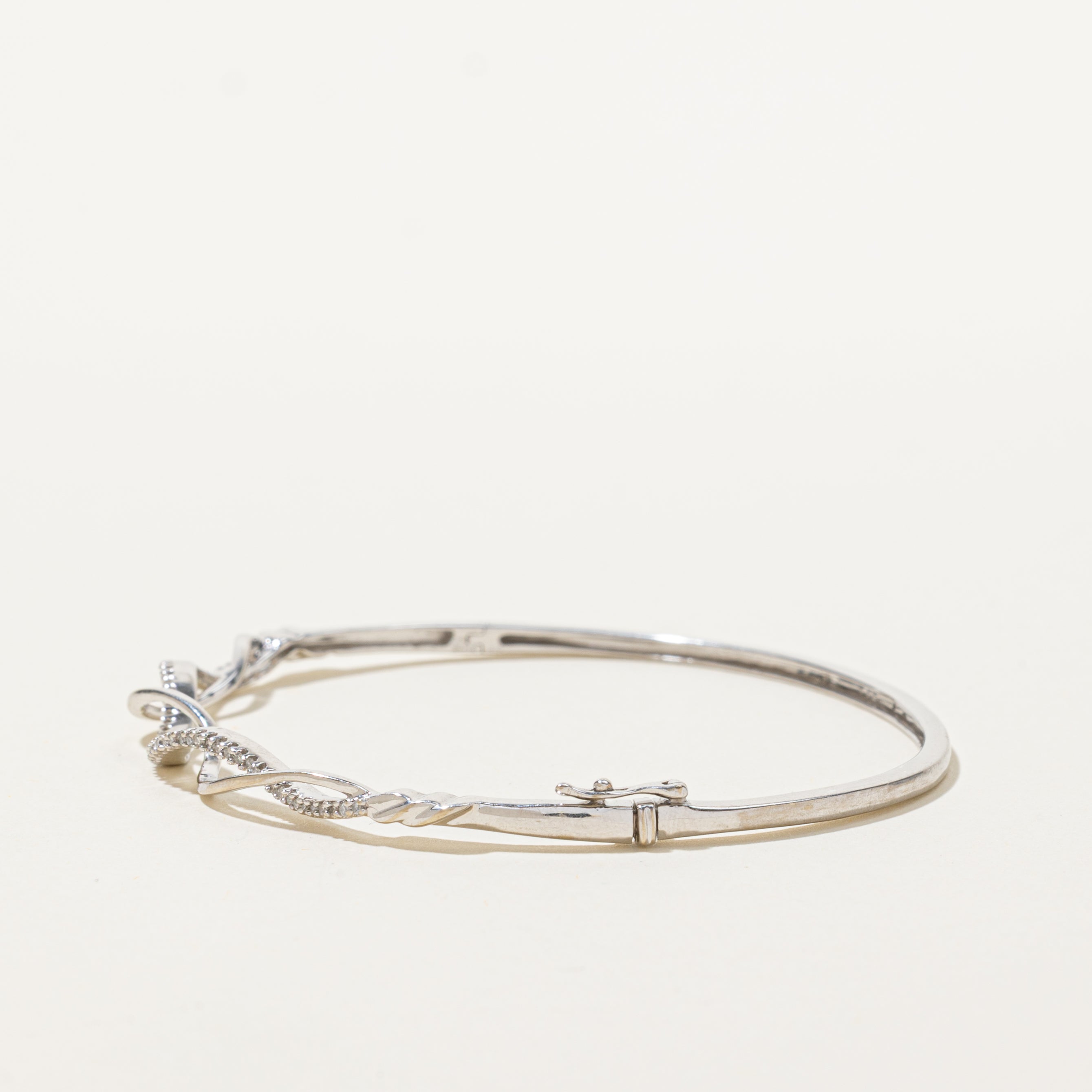 White Gold Semi-Eternity Diamond Twisted Cuff | 0.25ctw | 6.5"