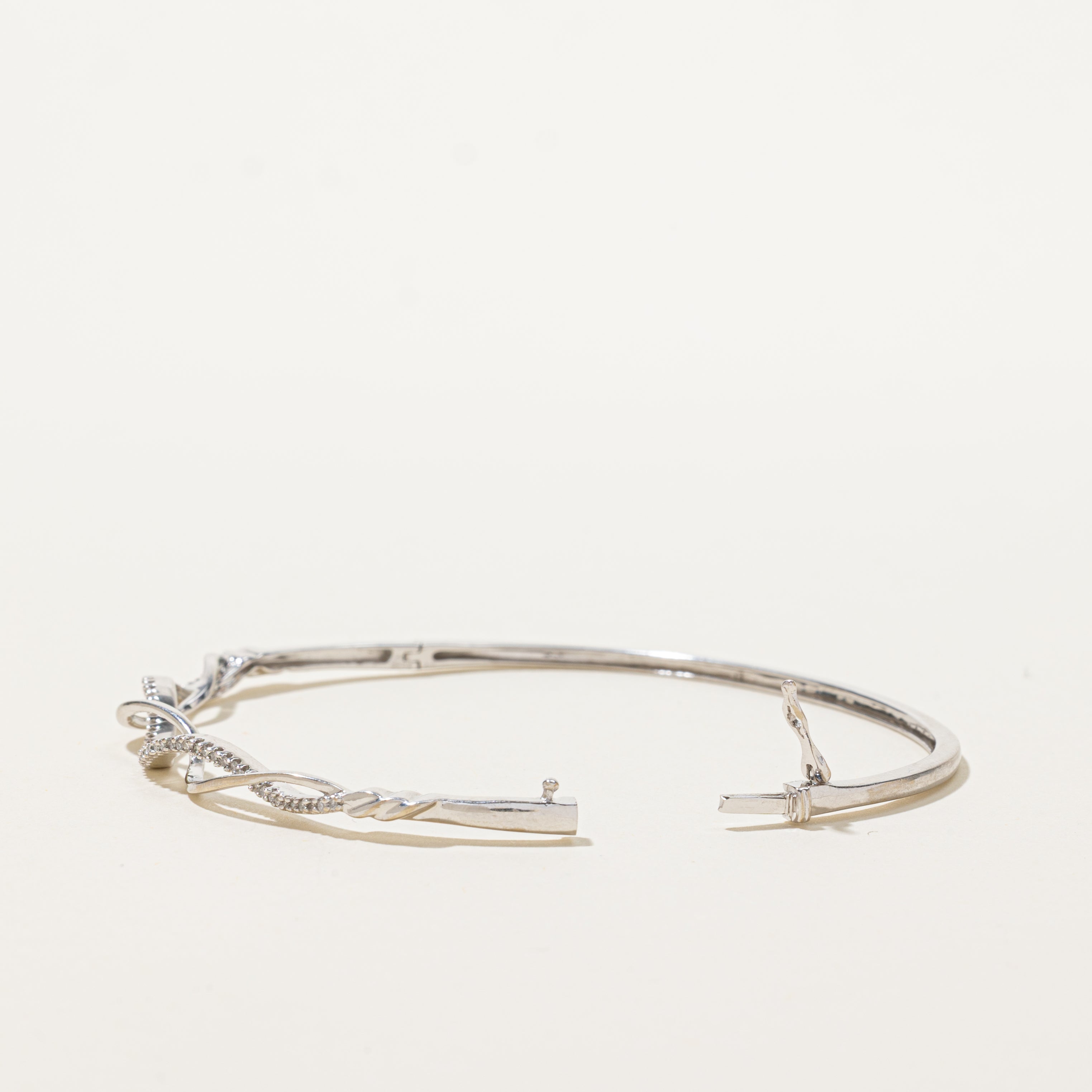 White Gold Semi-Eternity Diamond Twisted Cuff | 0.25ctw | 6.5"