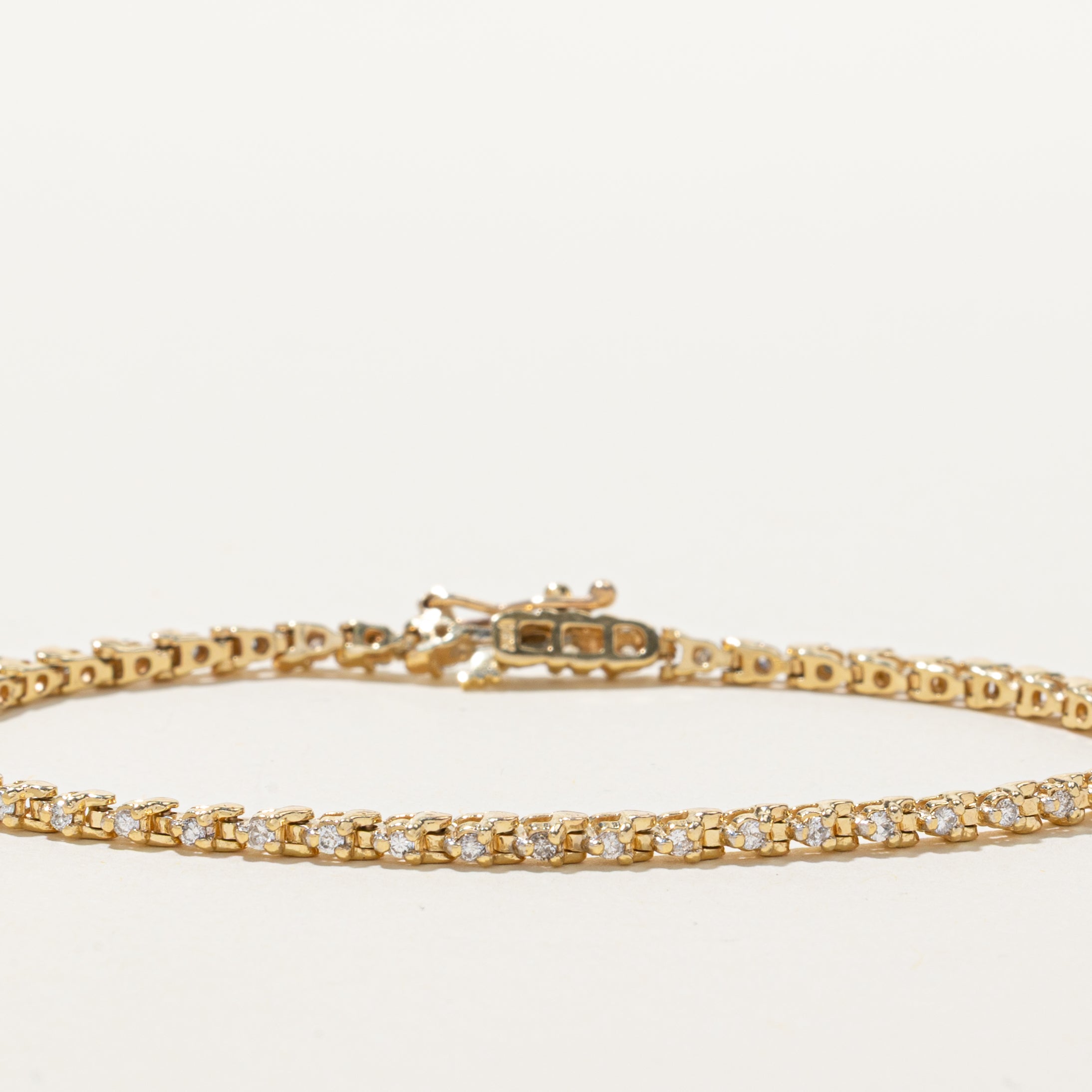Yellow Gold Diamond Plain Tennis Bracelet | 0.50ctw | 7"