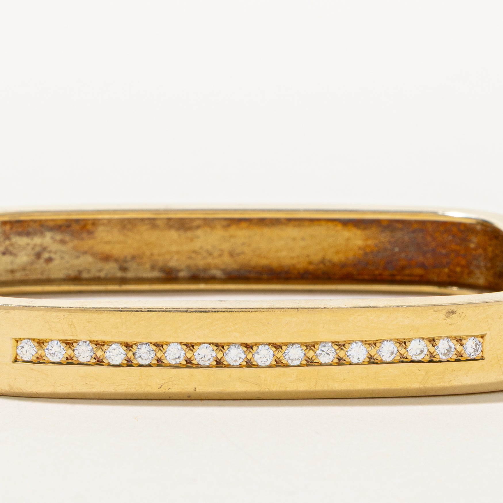 18k Channel Set Diamond Soft-Square Cuff | 0.48ctw | 7"