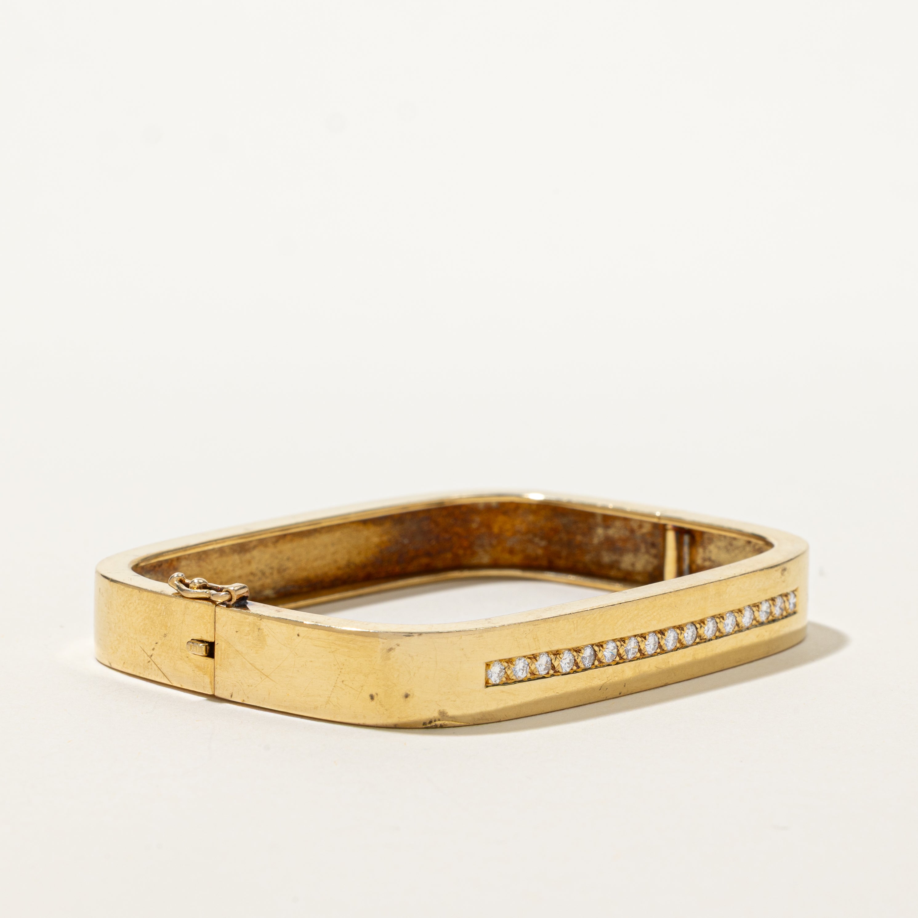 18k Channel Set Diamond Soft-Square Cuff | 0.48ctw | 7"