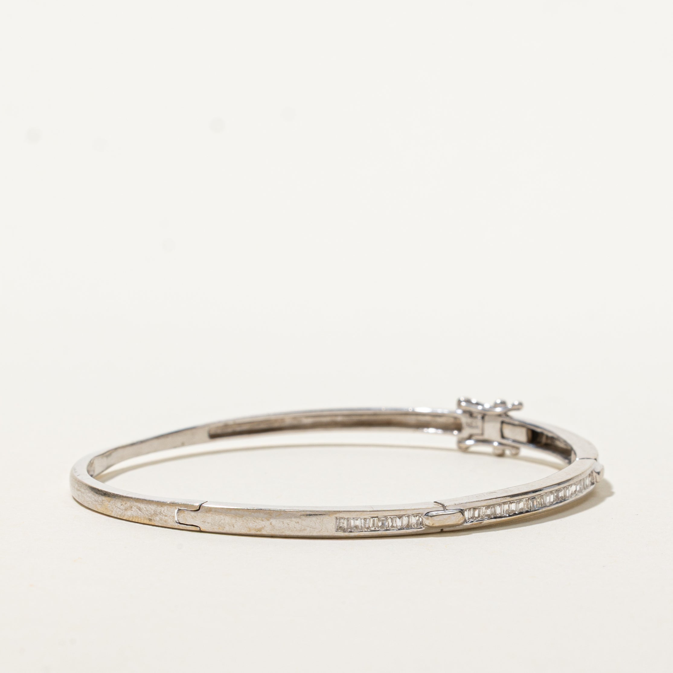 18k White Gold Channel Set Diamond Cuff | 0.25ctw | 6"