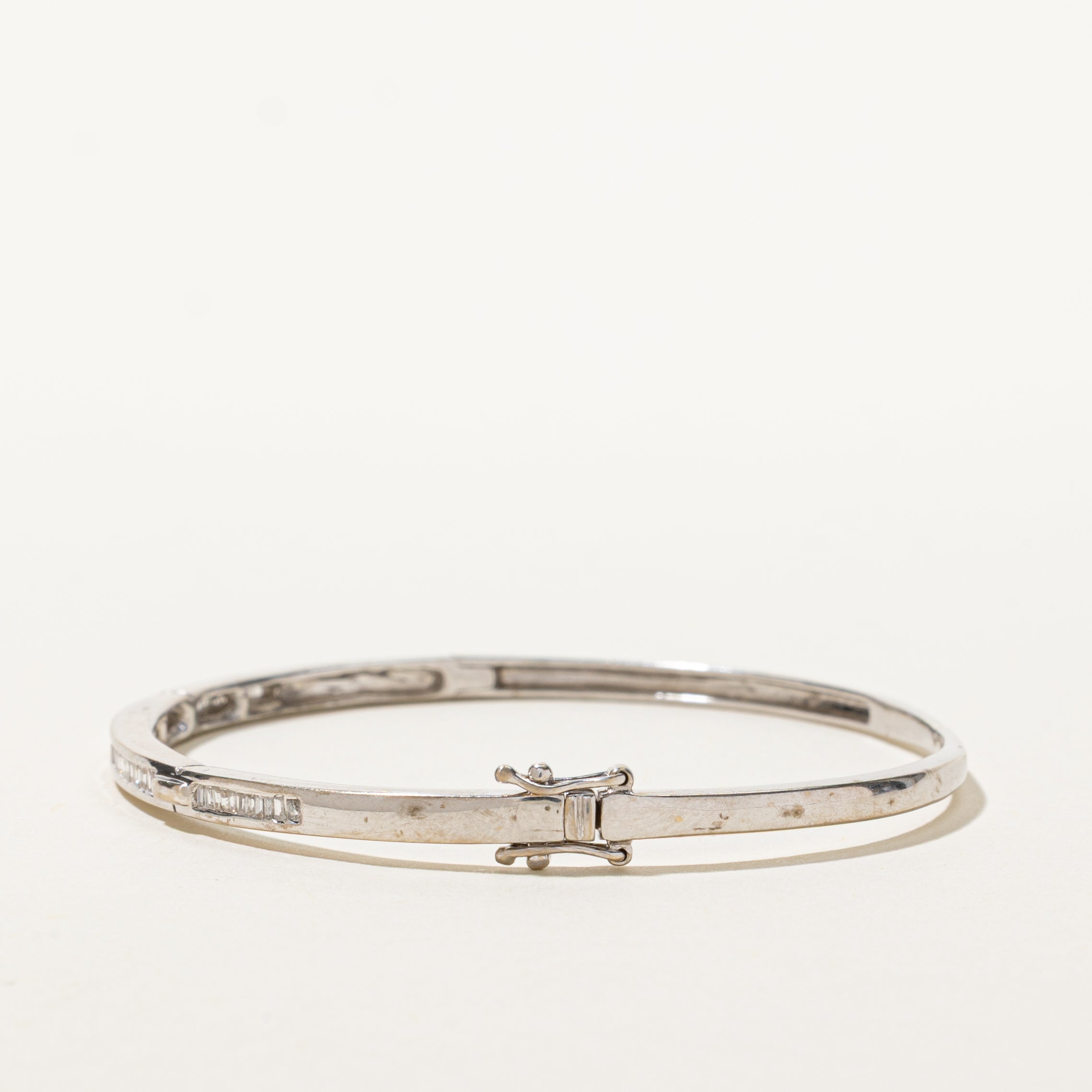 18k White Gold Channel Set Diamond Cuff | 0.25ctw | 6"