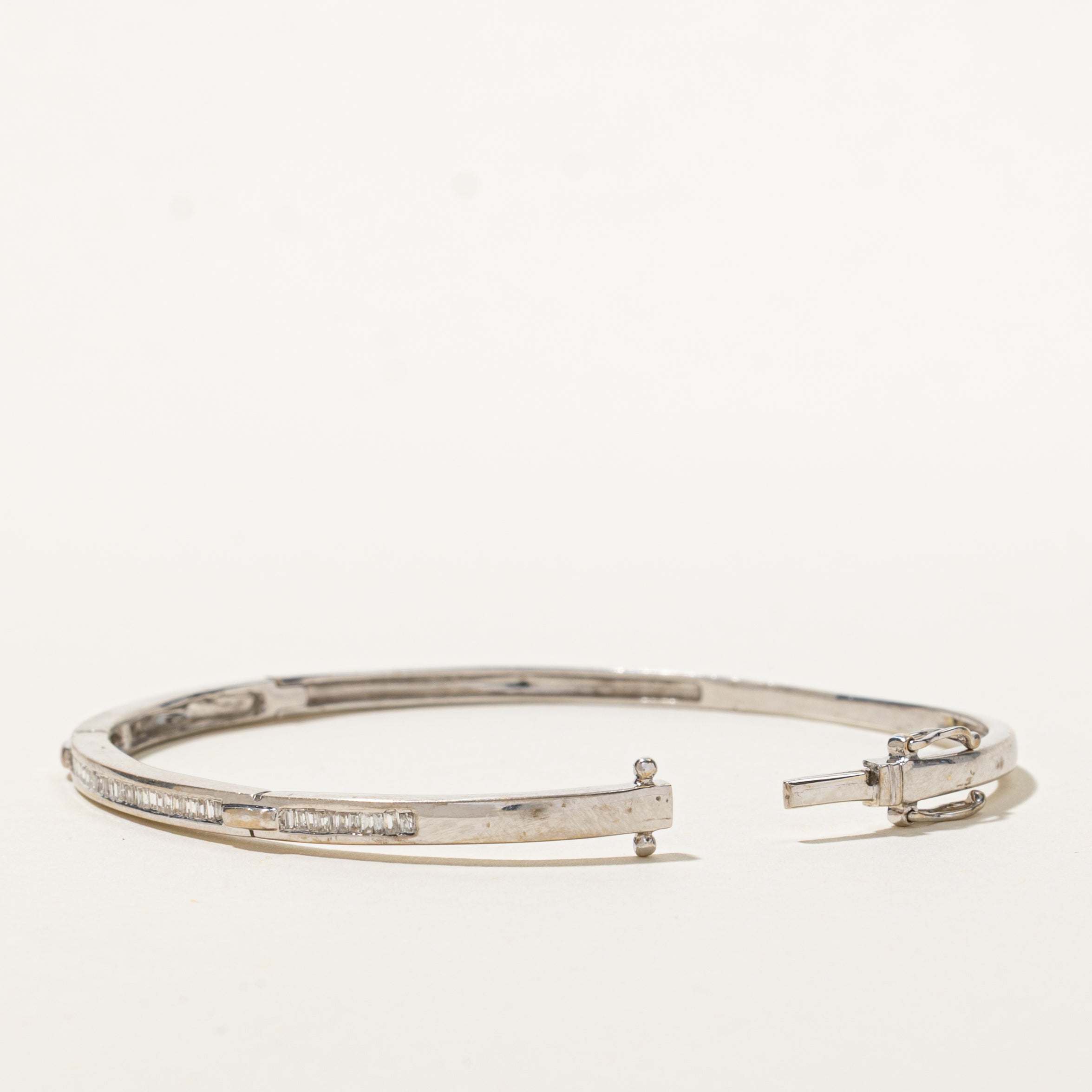 18k White Gold Channel Set Diamond Cuff | 0.25ctw | 6"
