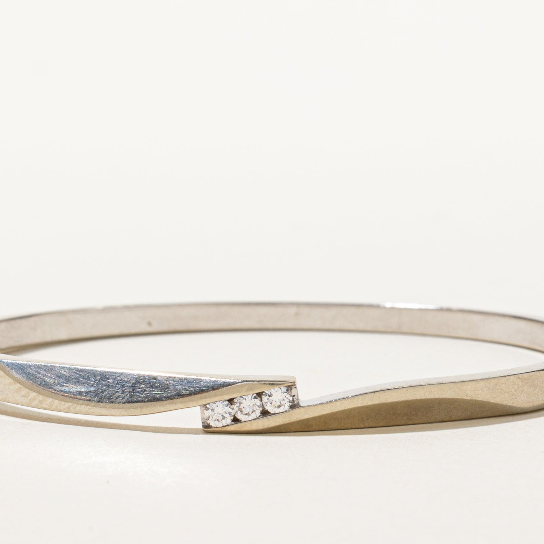 White Gold Channel Set Diamond Bypass Cuff | 0.24ctw | 6"