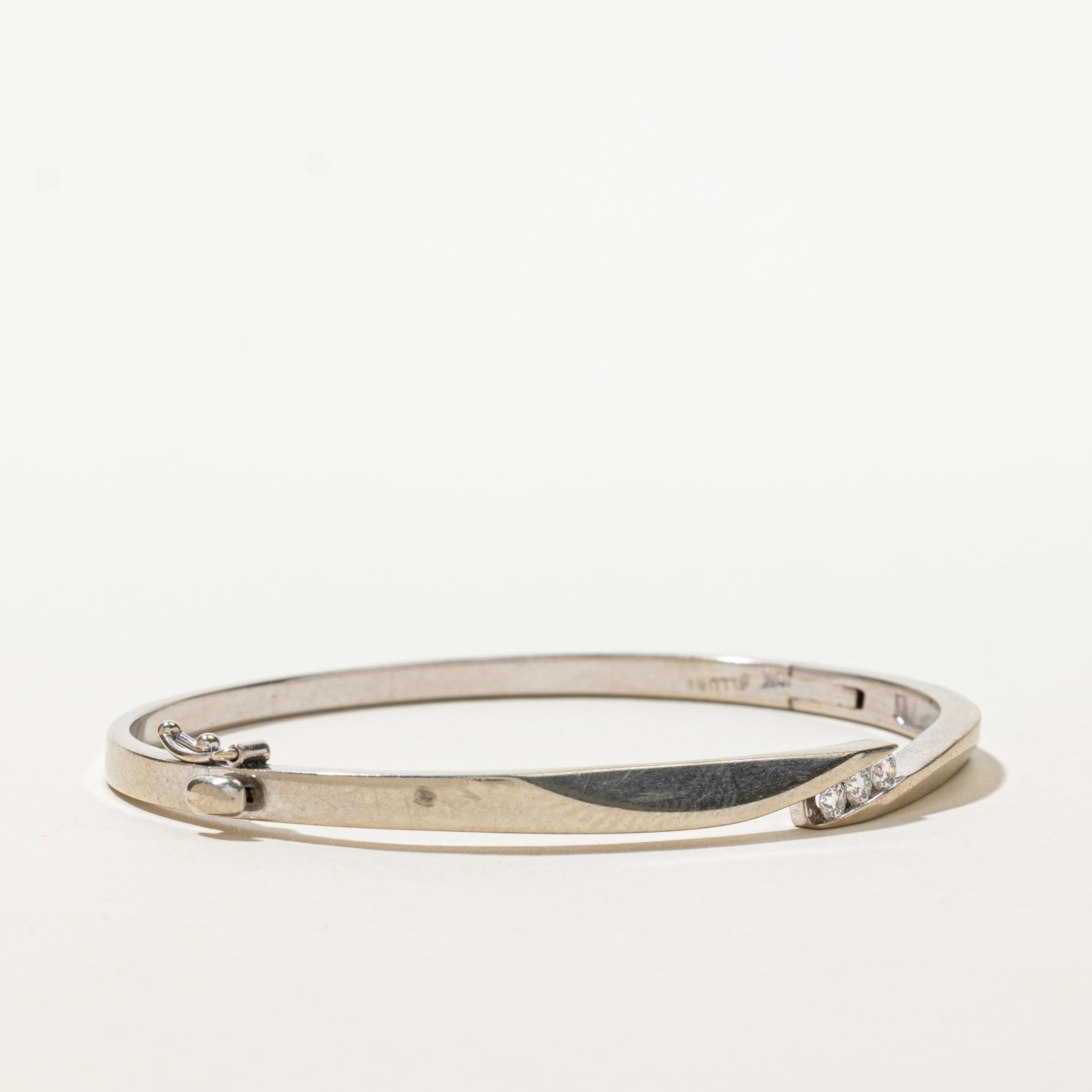 White Gold Channel Set Diamond Bypass Cuff | 0.24ctw | 6"