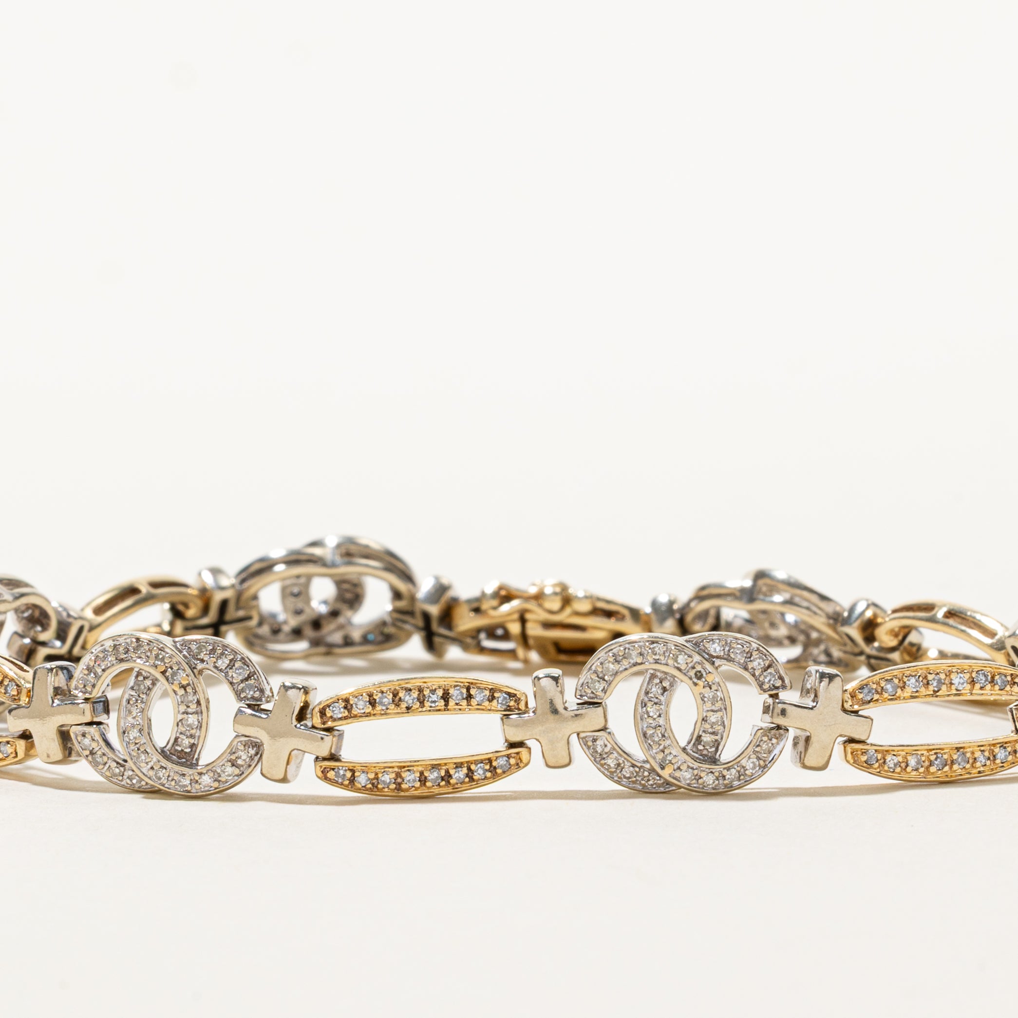 Two-Tone Diamond Charm Segment Bracelet | 1.00ctw | 7.5"