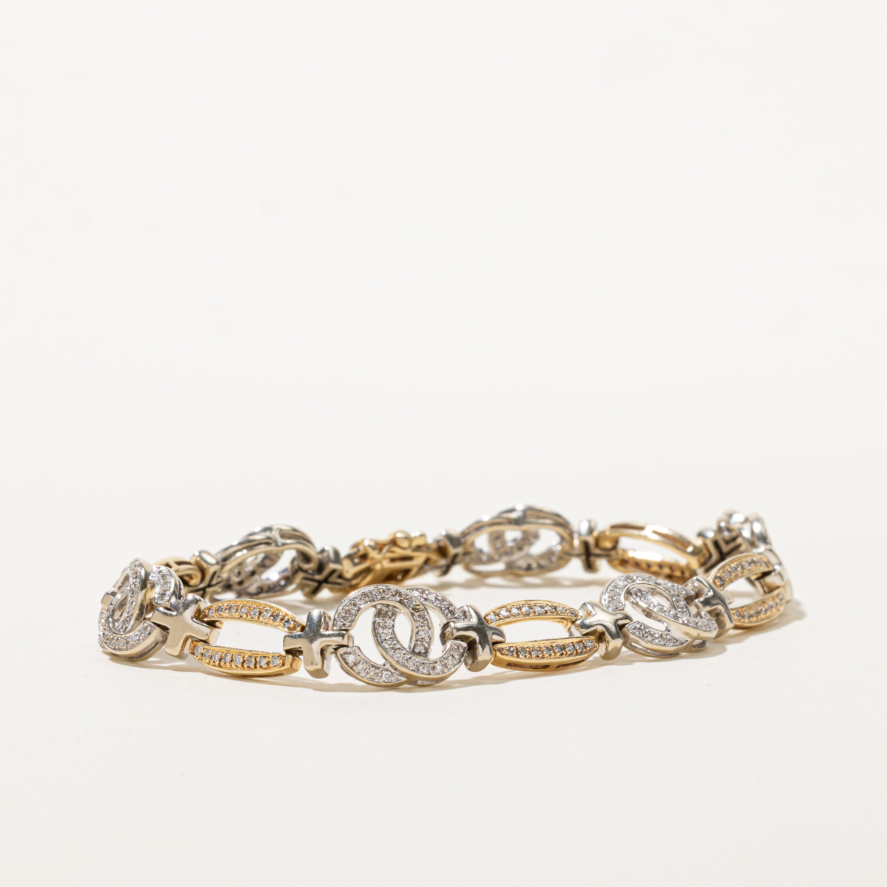 Two-Tone Diamond Charm Segment Bracelet | 1.00ctw | 7.5"
