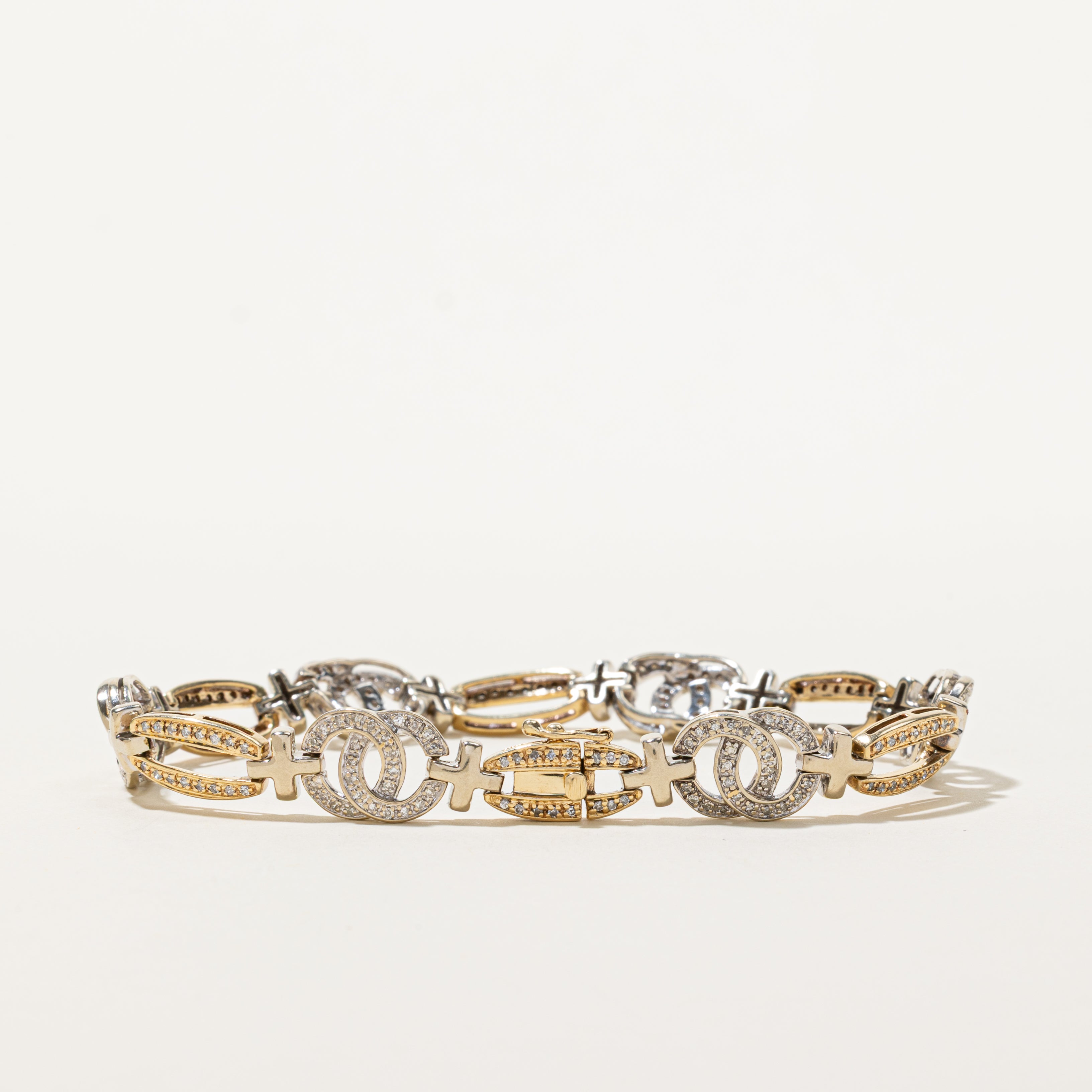 Two-Tone Diamond Charm Segment Bracelet | 1.00ctw | 7.5"