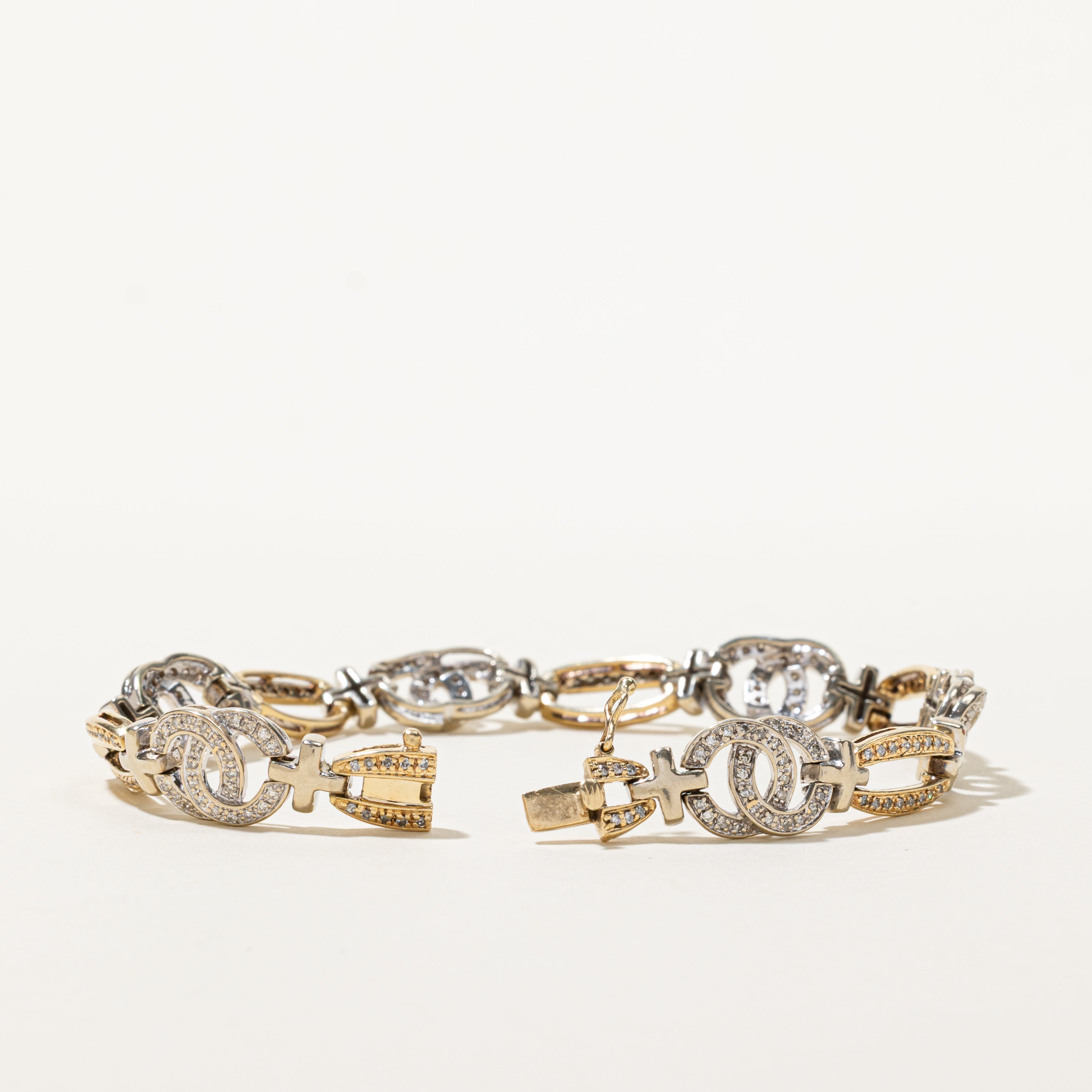 Two-Tone Diamond Charm Segment Bracelet | 1.00ctw | 7.5"