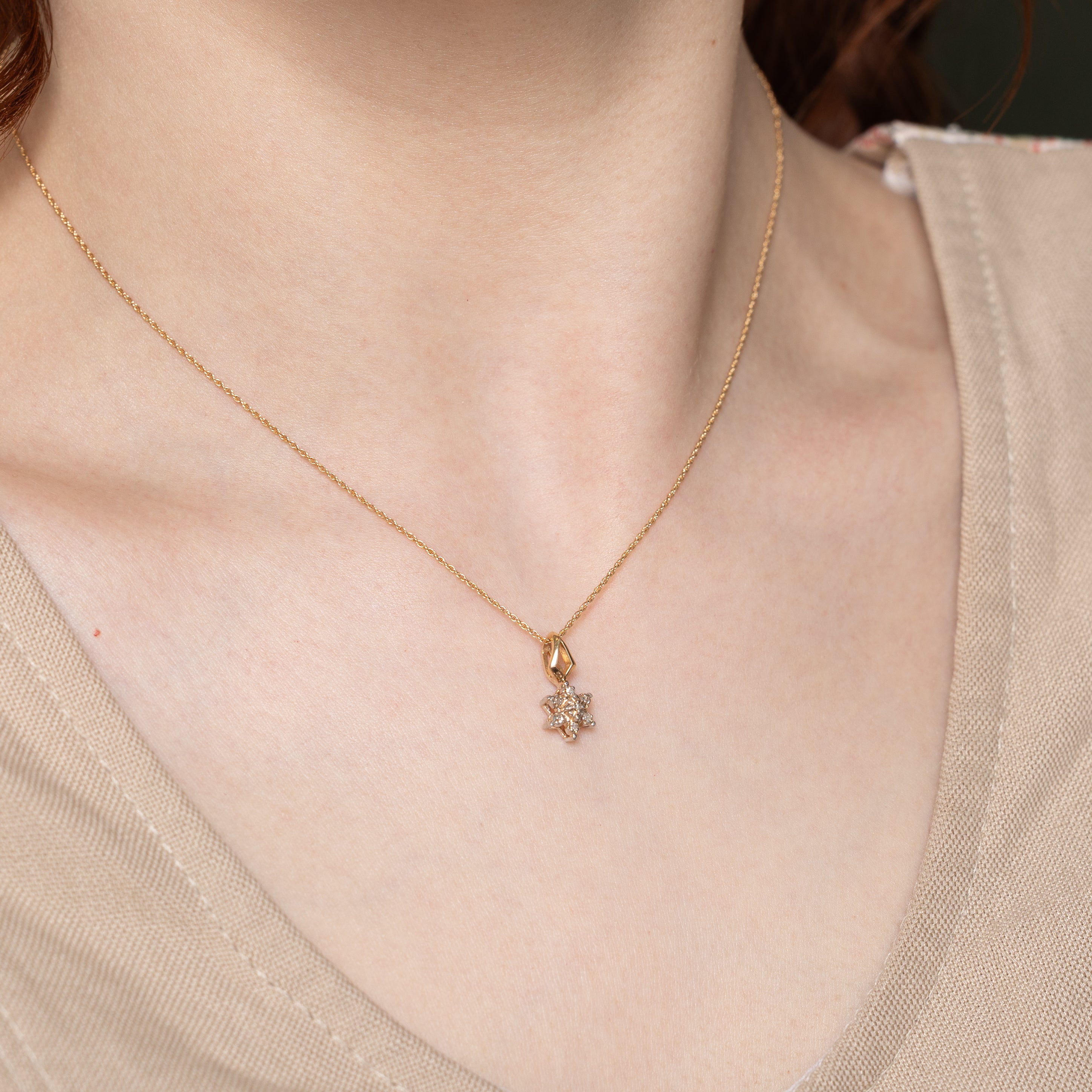 Diamond Star Cluster Pendant Necklace | 0.06ctw | 16"