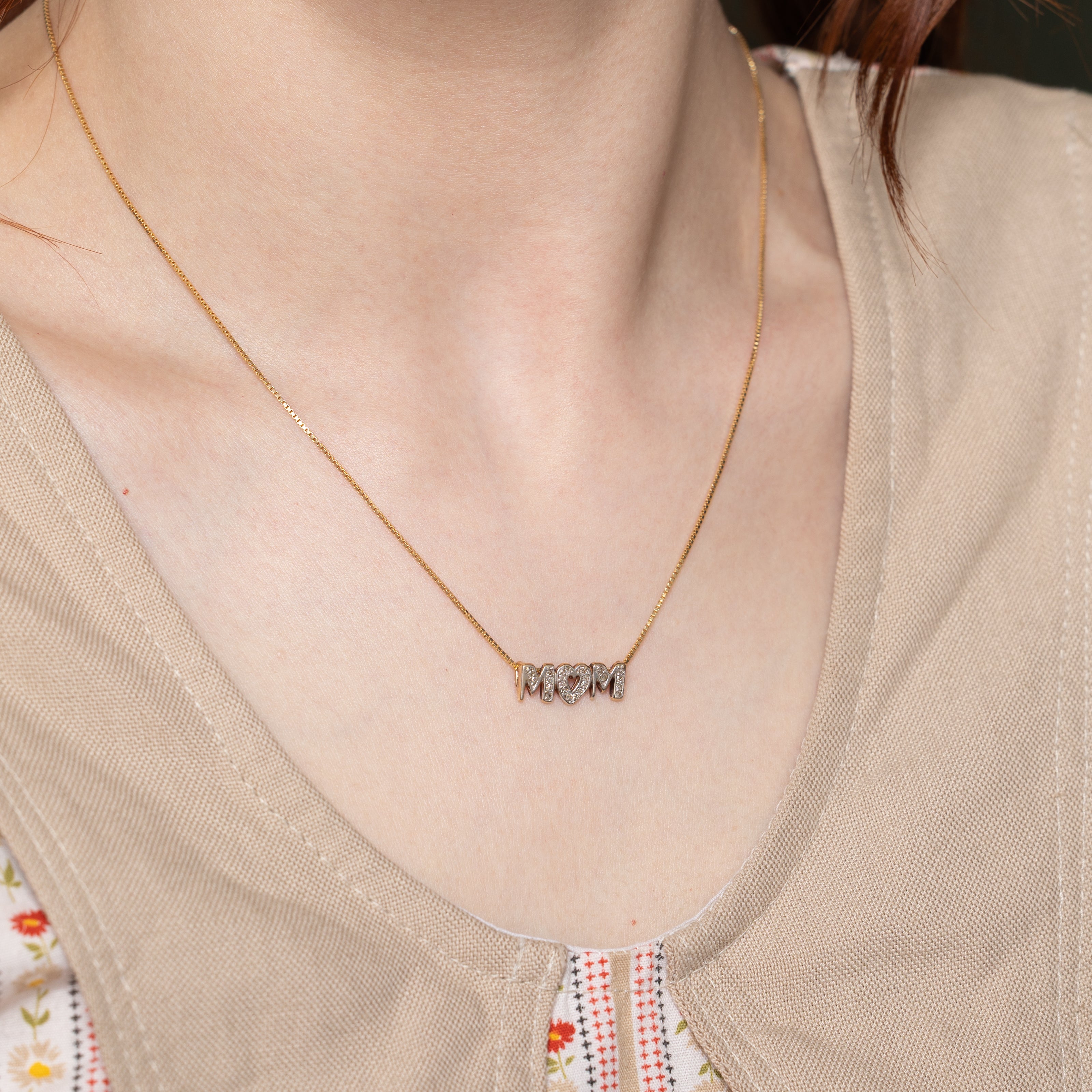 Diamond "M♡M" Lettered Pendant Necklace | 0.15ctw | 18"