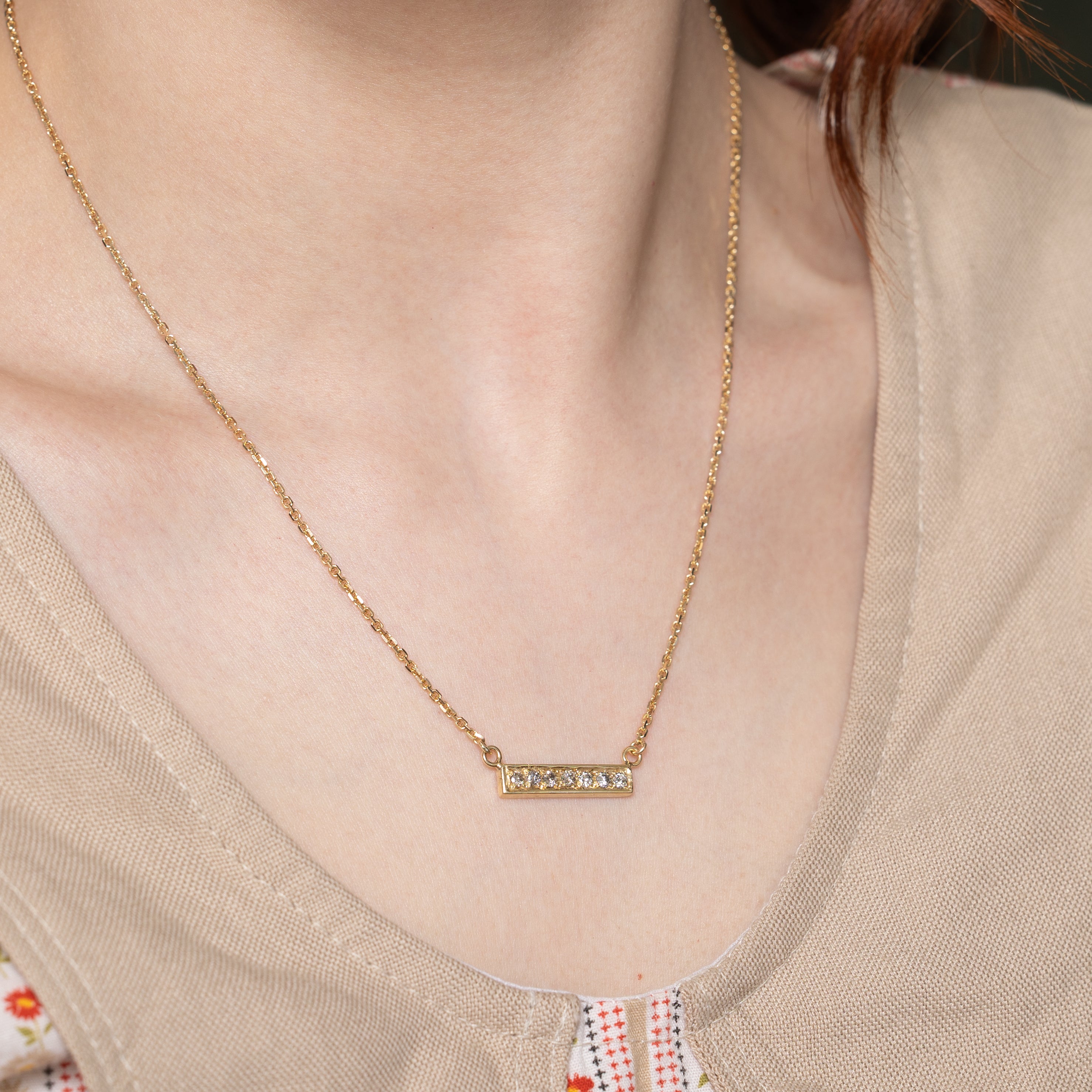 Diamond Bar Pendant Necklace | 0.35ctw | 18"
