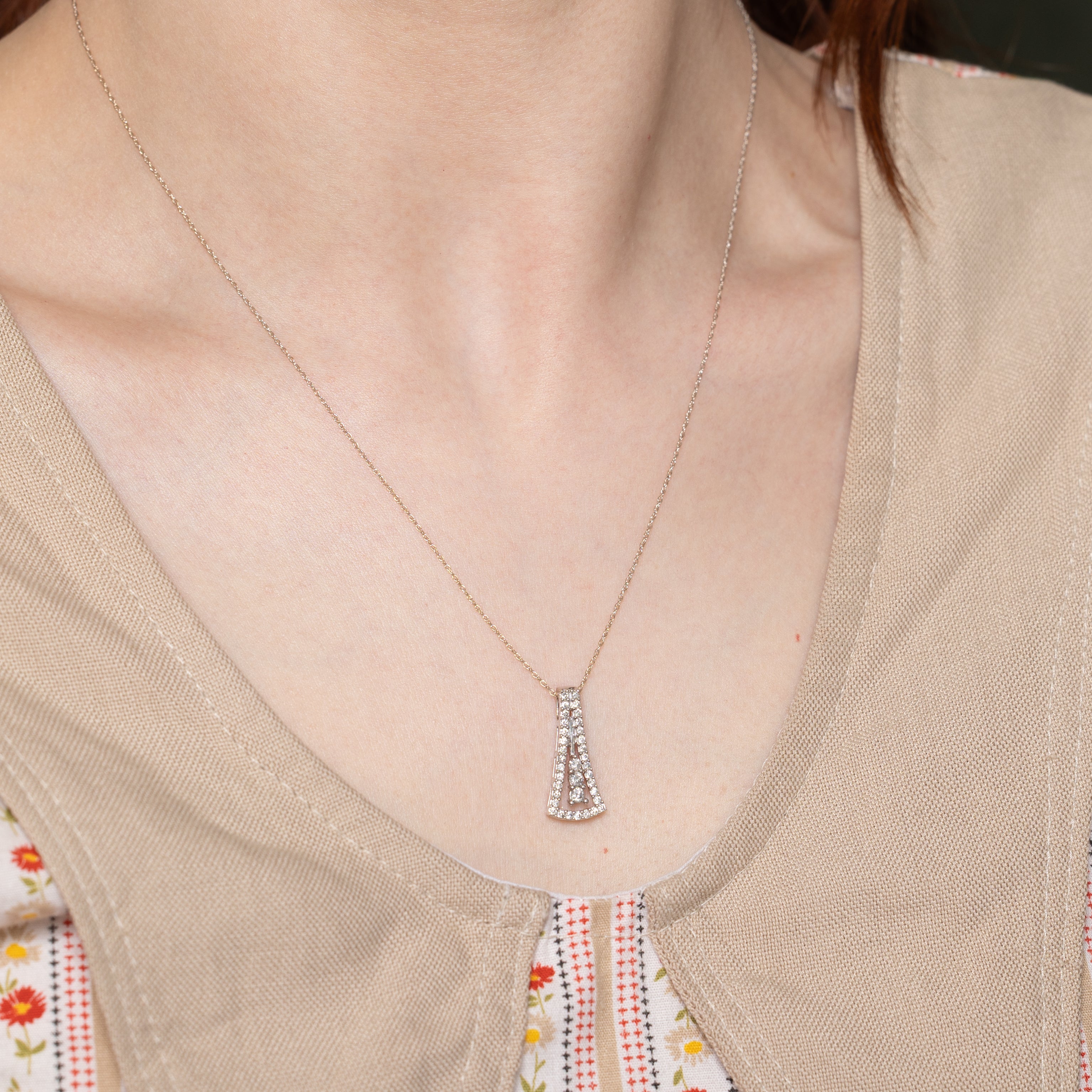White Gold Diamond Dangling Pendant Necklace | 0.52ctw | 18"