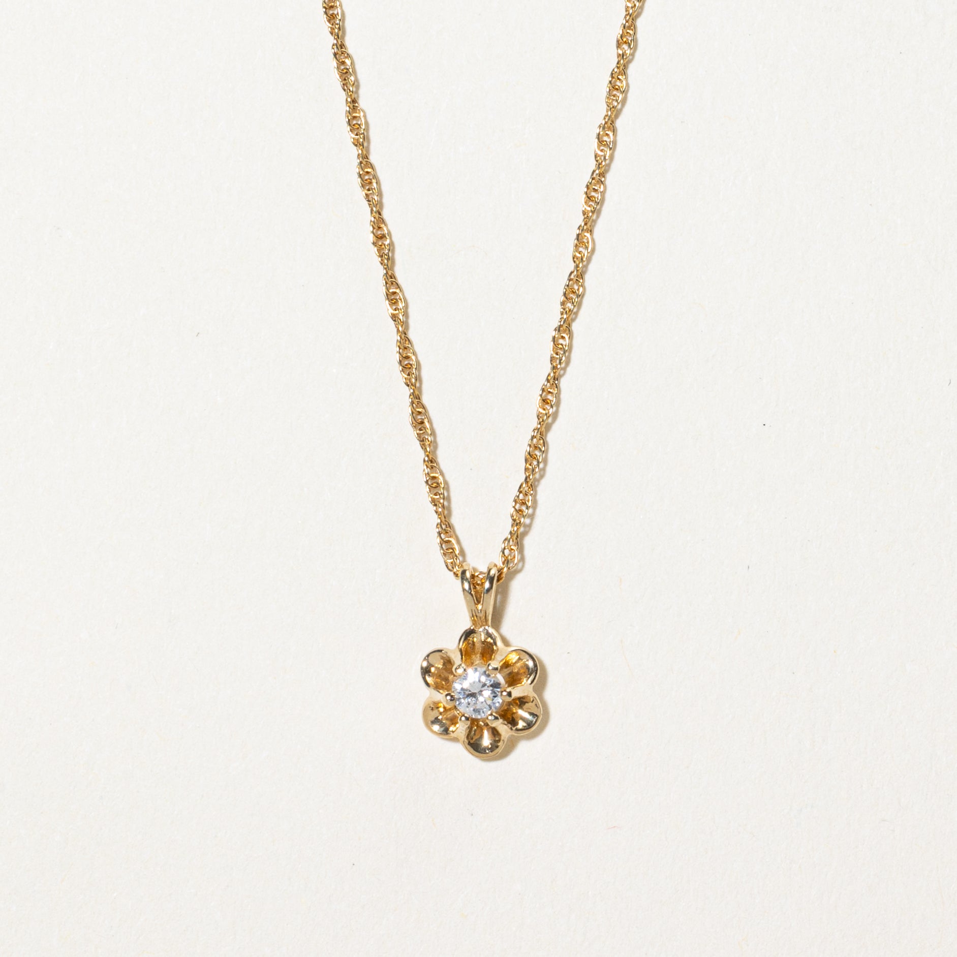 Belcher Set Diamond Pendant Necklace | 0.10ct | 17"