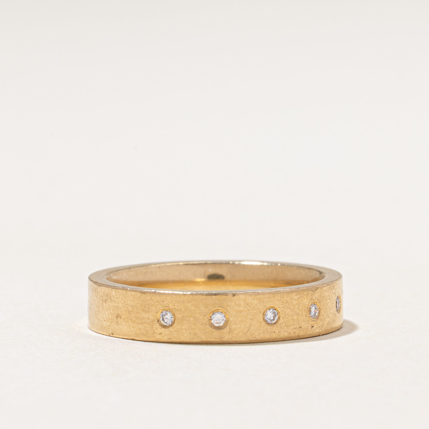 18k Flush Set Five Stone Diamond Band | 0.03ctw | 4.00mm | SZ 6