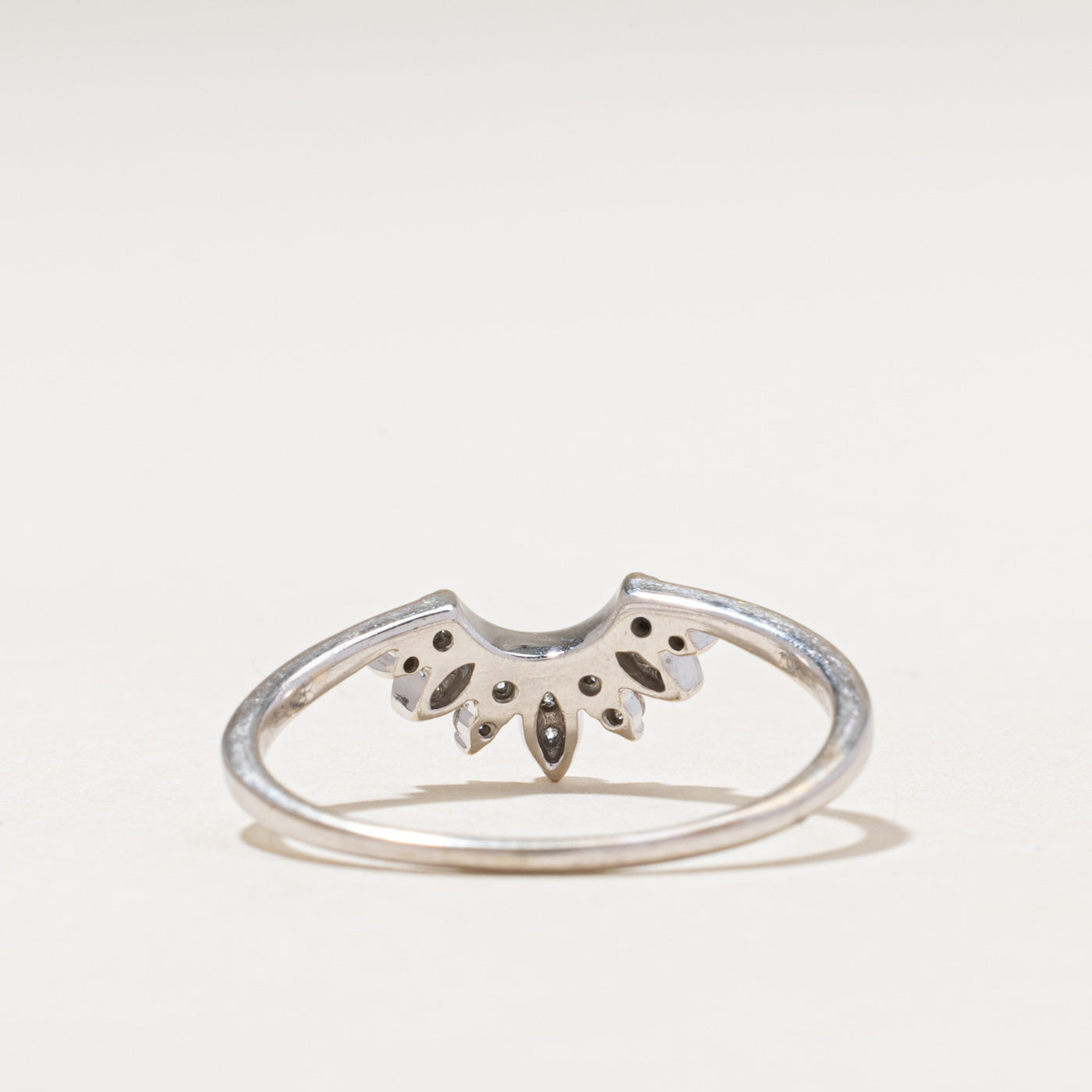 White Gold Diamond Petal Contour Ring | 0.14ctw | SZ 10