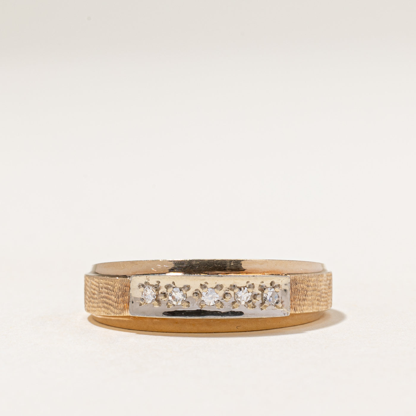 Five Stone Diamond Textured Band | 0.08ctw | SZ 12.5
