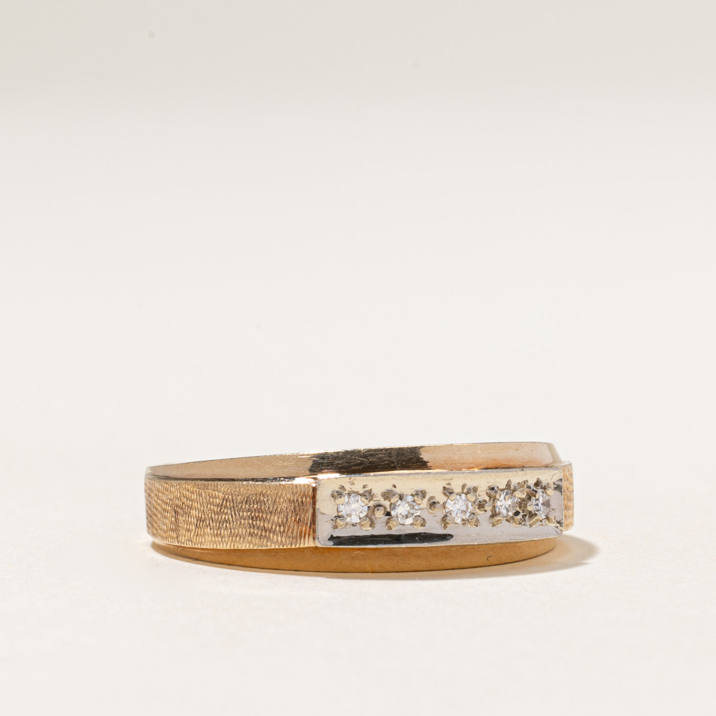 Five Stone Diamond Textured Band | 0.08ctw | SZ 12.5