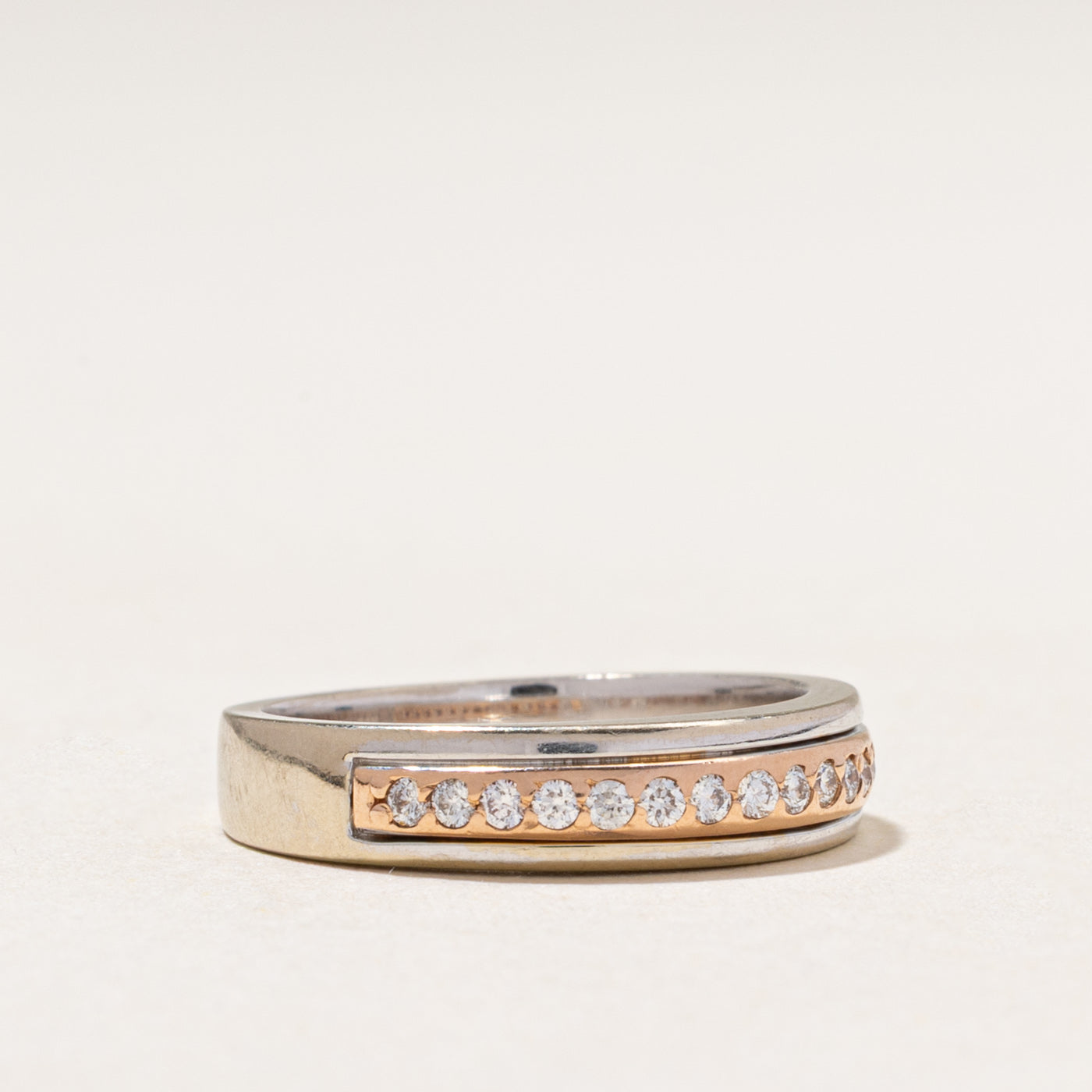 Two Tone Gold Semi Eternity Diamond Band | 0.15ctw | 2.75mm | SZ 5