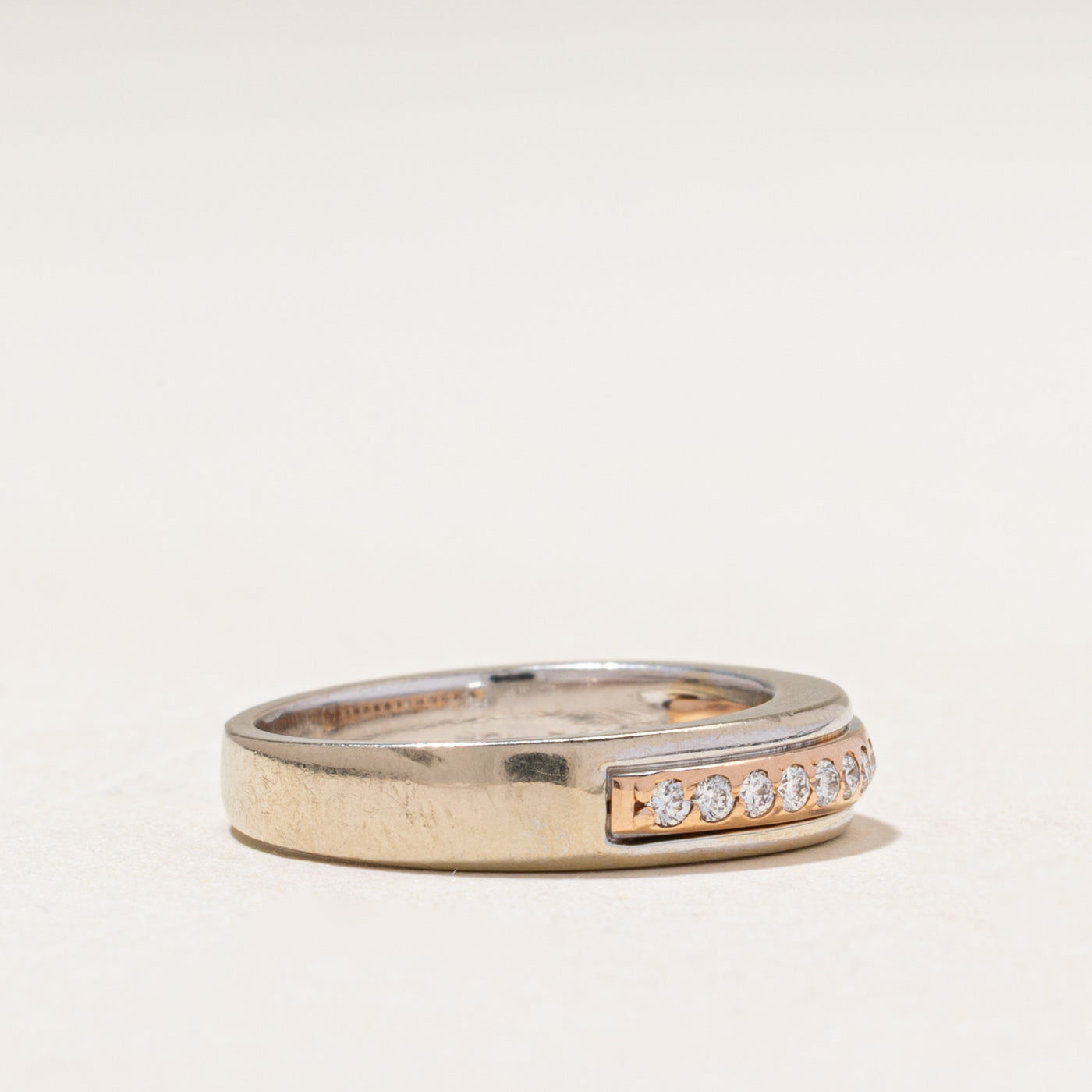 Two Tone Gold Semi Eternity Diamond Band | 0.15ctw | 2.75mm | SZ 5