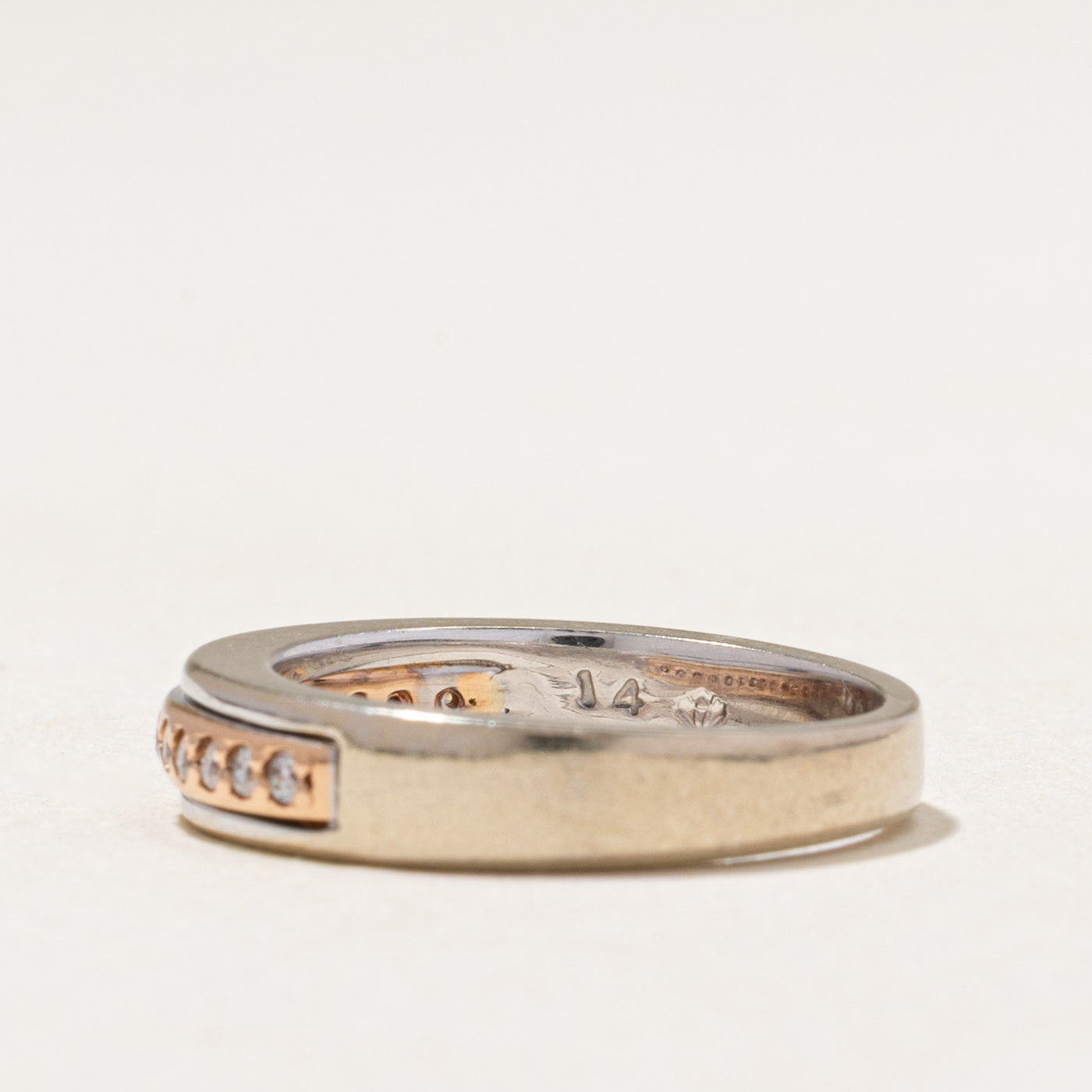 Two Tone Gold Semi Eternity Diamond Band | 0.15ctw | 2.75mm | SZ 5
