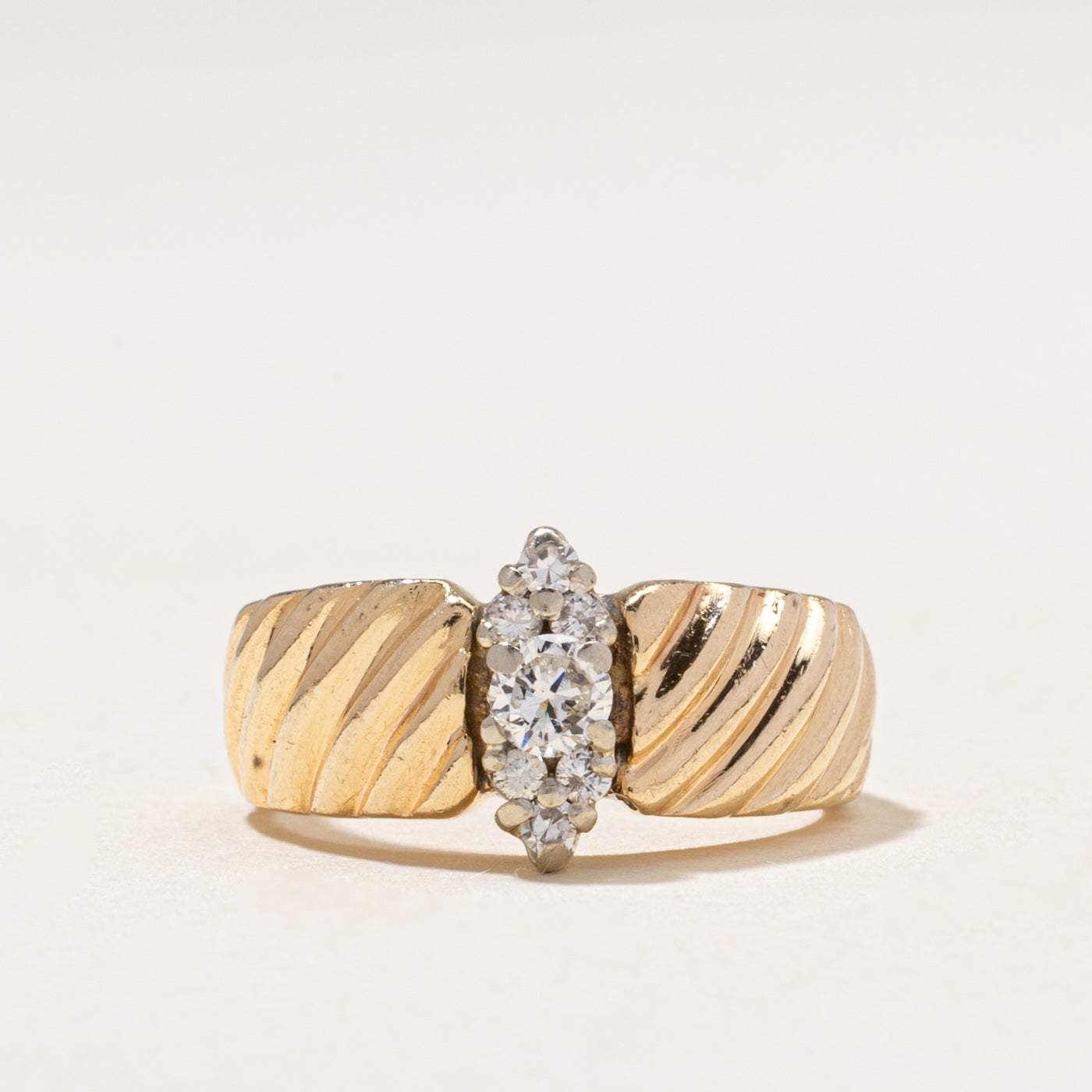 Diamond Marquise Cluster Grooved Ring | 0.24ctw | SZ 5
