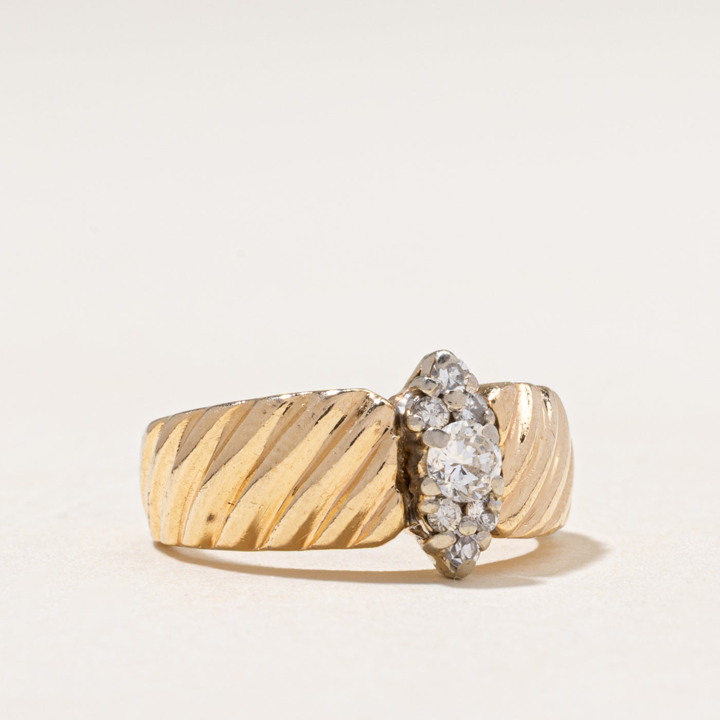 Diamond Marquise Cluster Grooved Ring | 0.24ctw | SZ 5