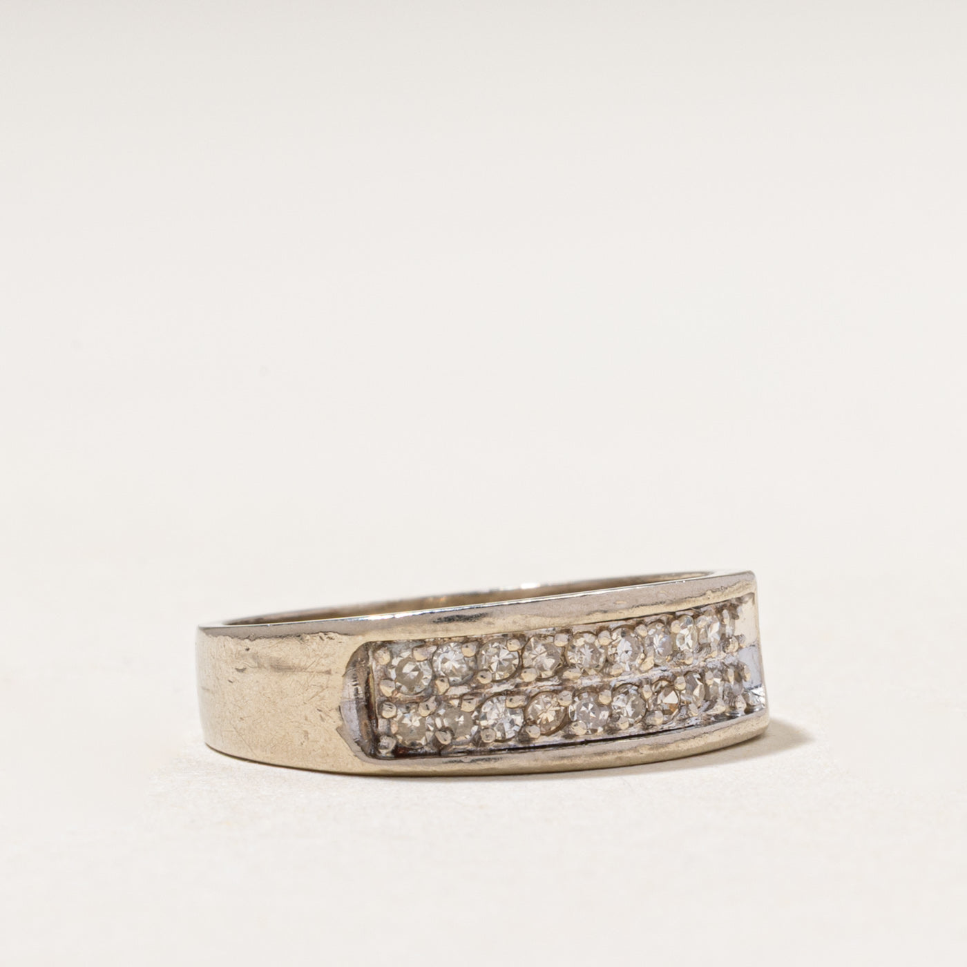 White Gold Double Row Diamond Band | 0.26ctw | SZ 6.25