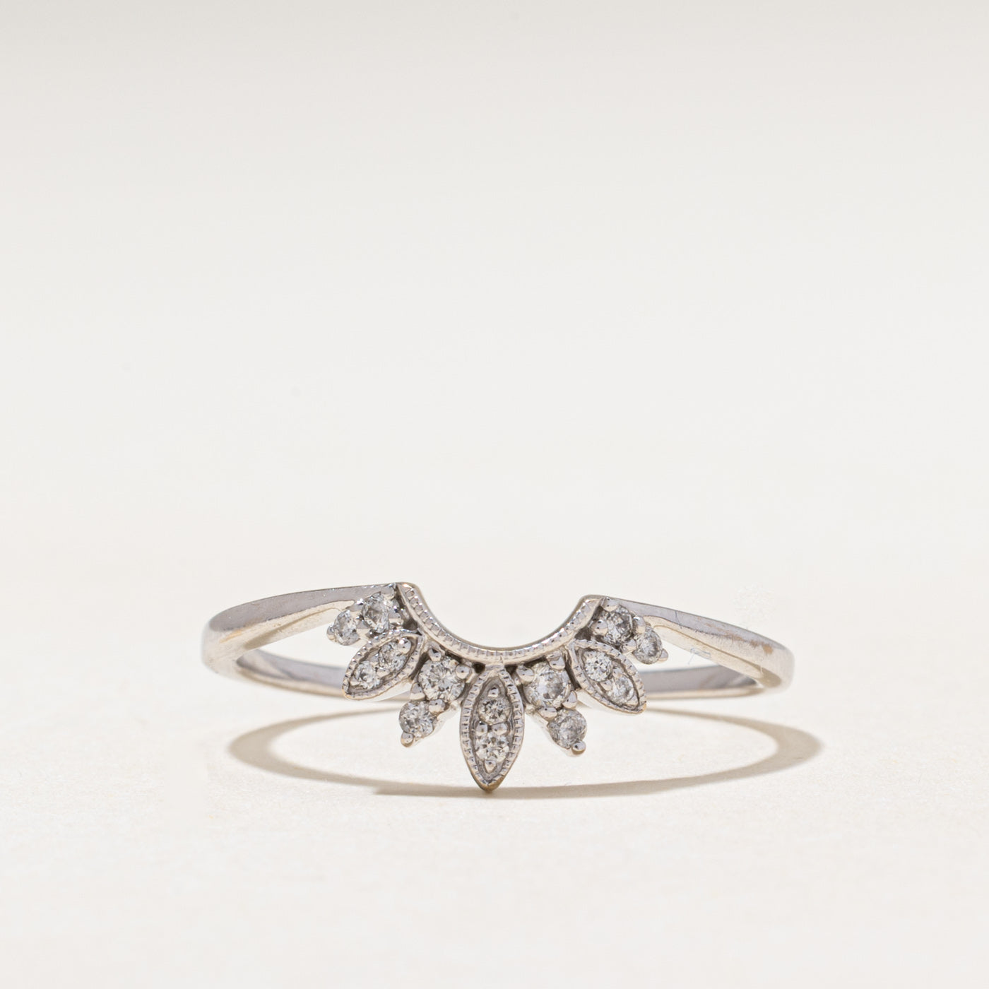 White Gold Diamond Petal Contour Ring | 0.14ctw | SZ 10