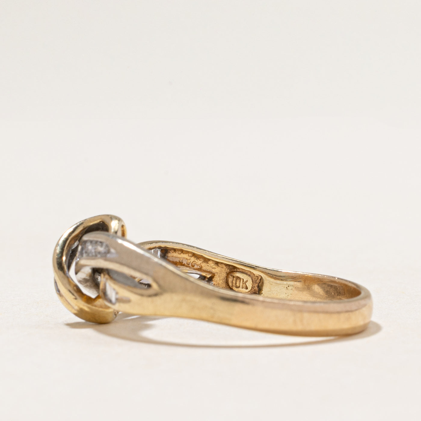 Baguette Cut Diamond Cross Over Knot Ring | 0.22ctw | SZ 10.25