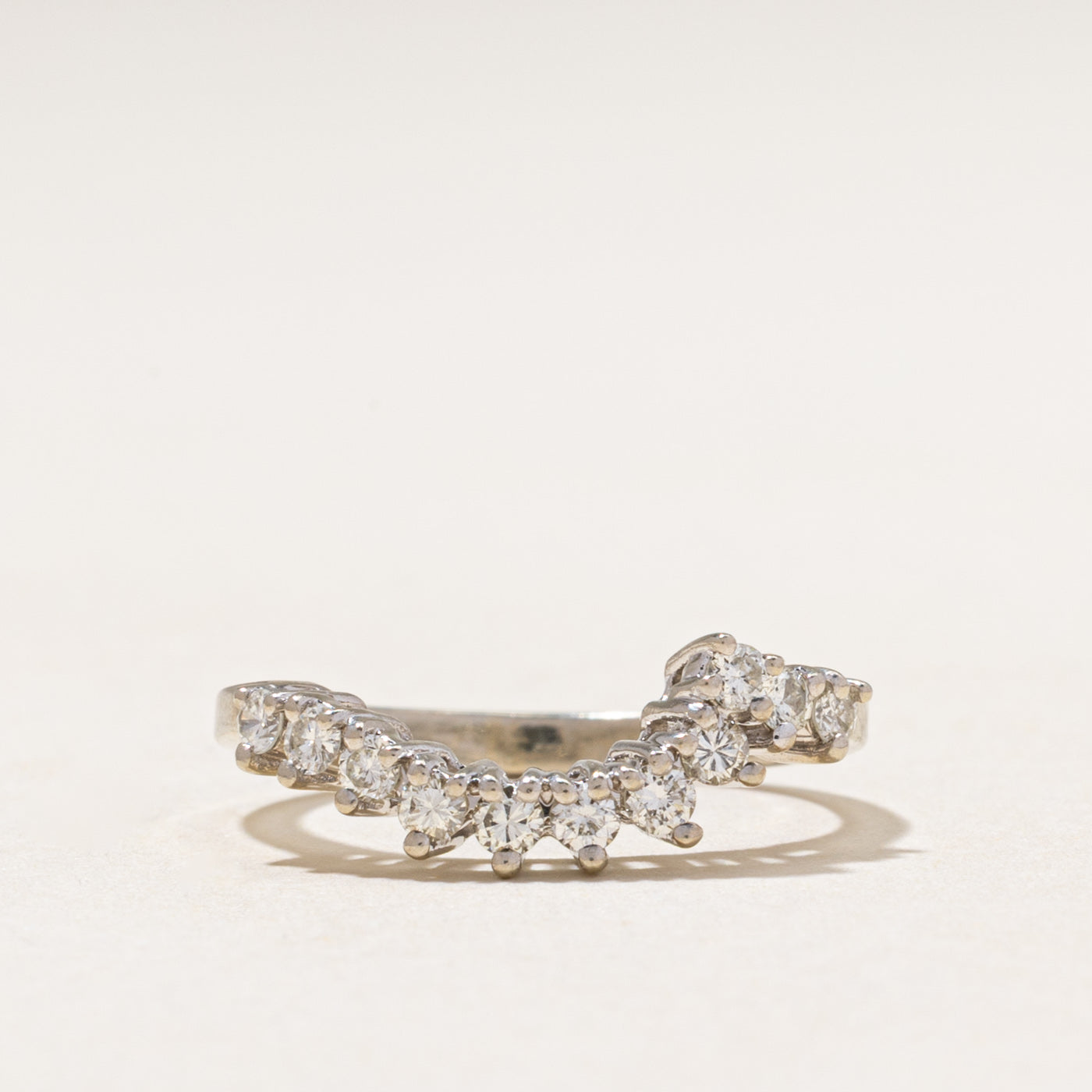 White Gold Semi Eternity Diamond Contour Ring | 0.34ctw | SZ 5.5