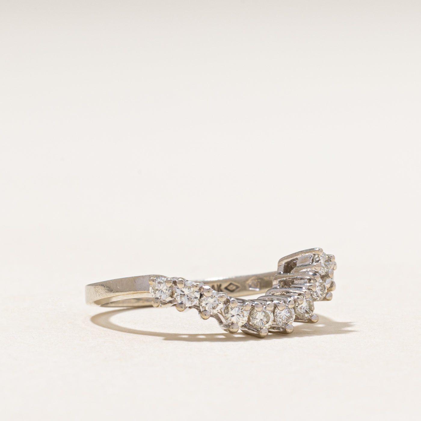 White Gold Semi Eternity Diamond Contour Ring | 0.34ctw | SZ 5.5