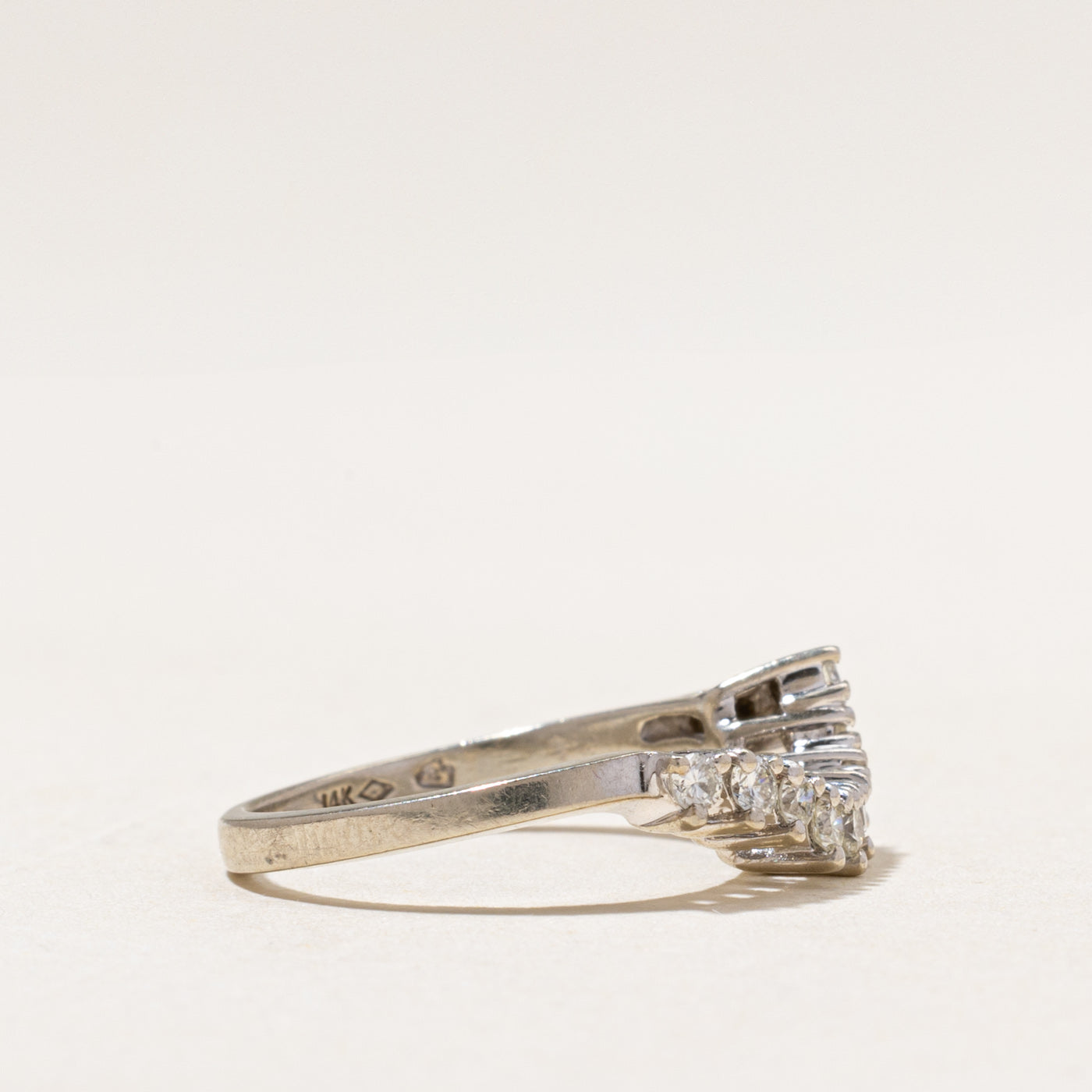 White Gold Semi Eternity Diamond Contour Ring | 0.34ctw | SZ 5.5